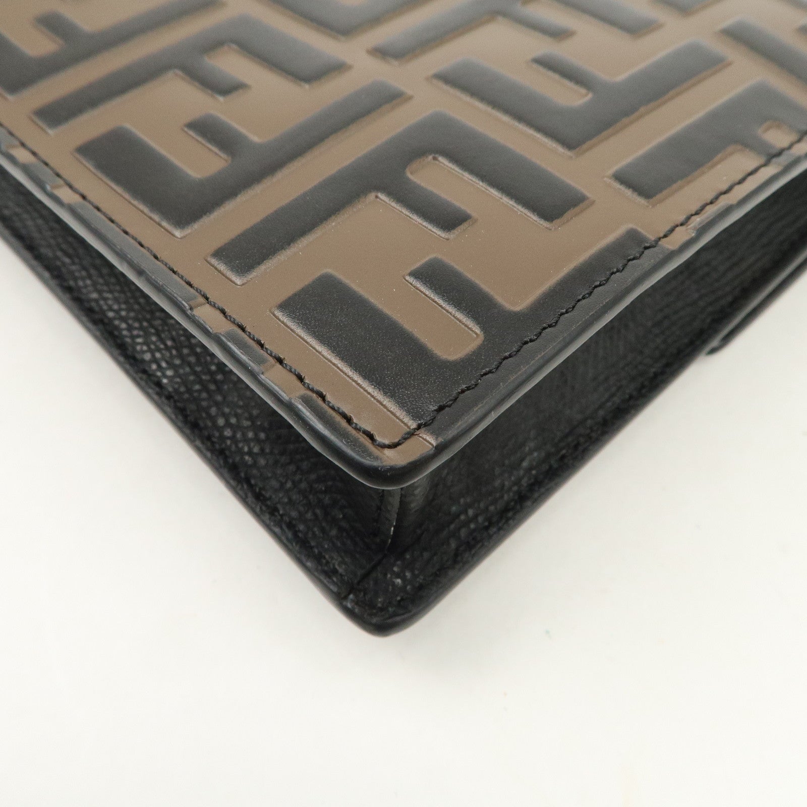 FENDI F is FENDI Leather Chain Shoulder Bag Black Brown 8BS006 Used