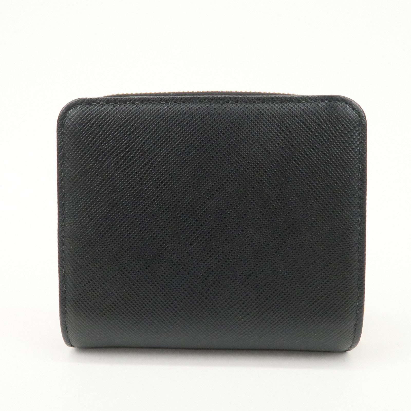 PRADA Logo Saffiano Leather Round Zippy Wallet Black 1MM268