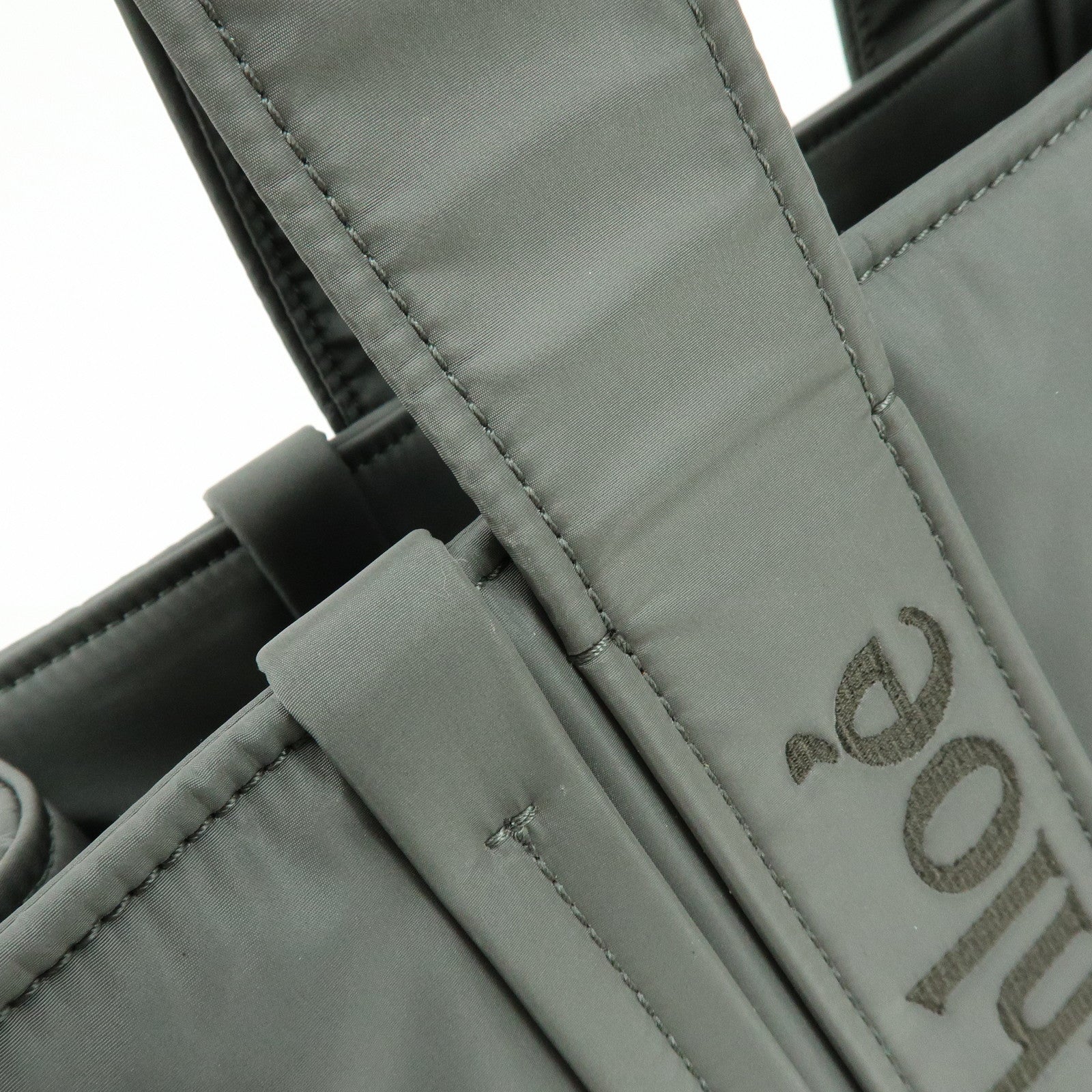 Chloe Woody Nylon Tote Bag Shoulder Bag Gray