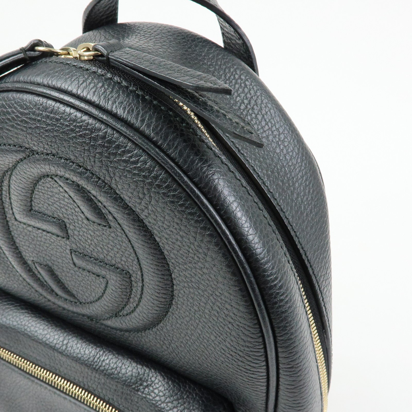 GUCCI SOHO Interlocking G Leather Backpack Rucksack Black 431570