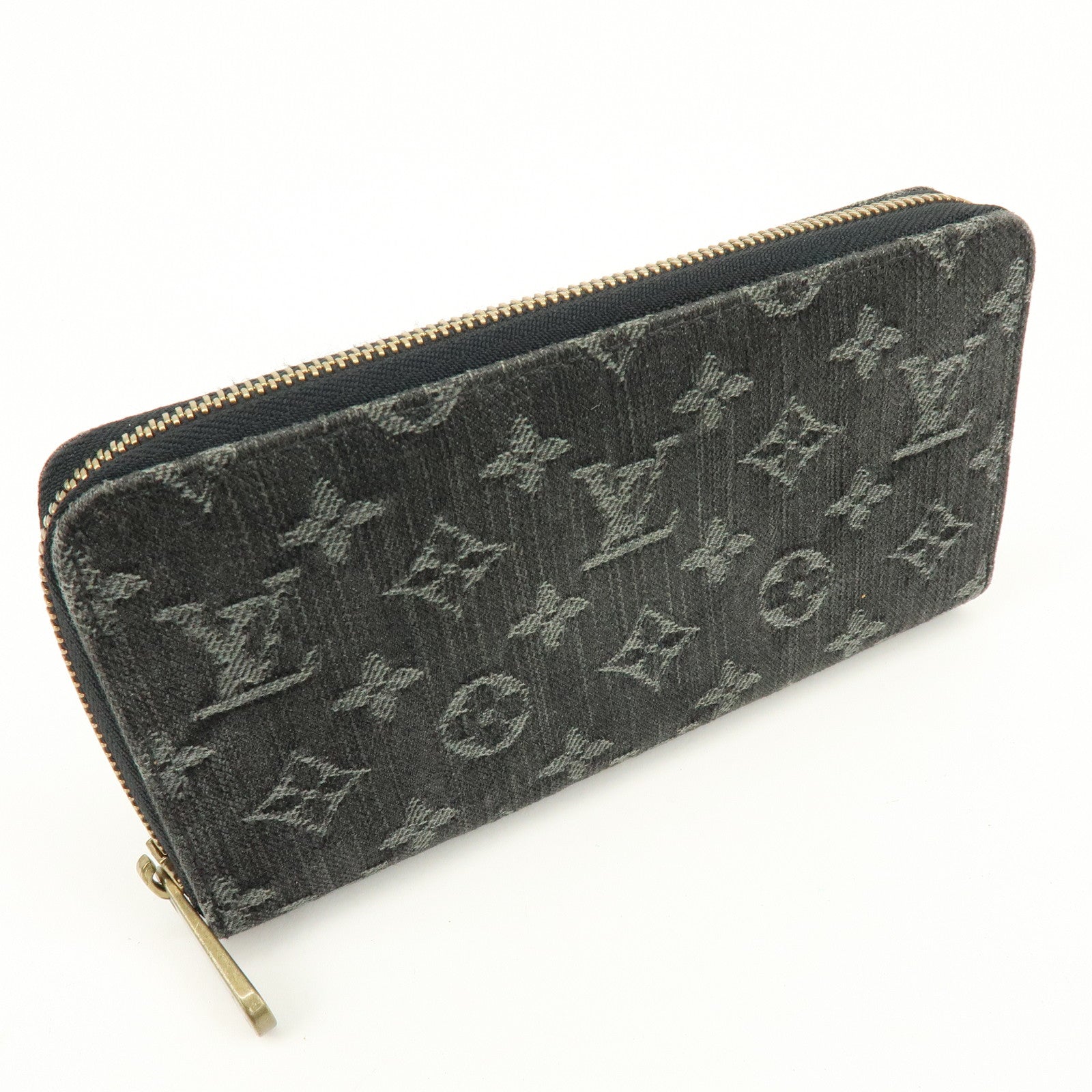 Louis Vuitton Monogram Denim Zippy Long Wallet Noir Black M95614