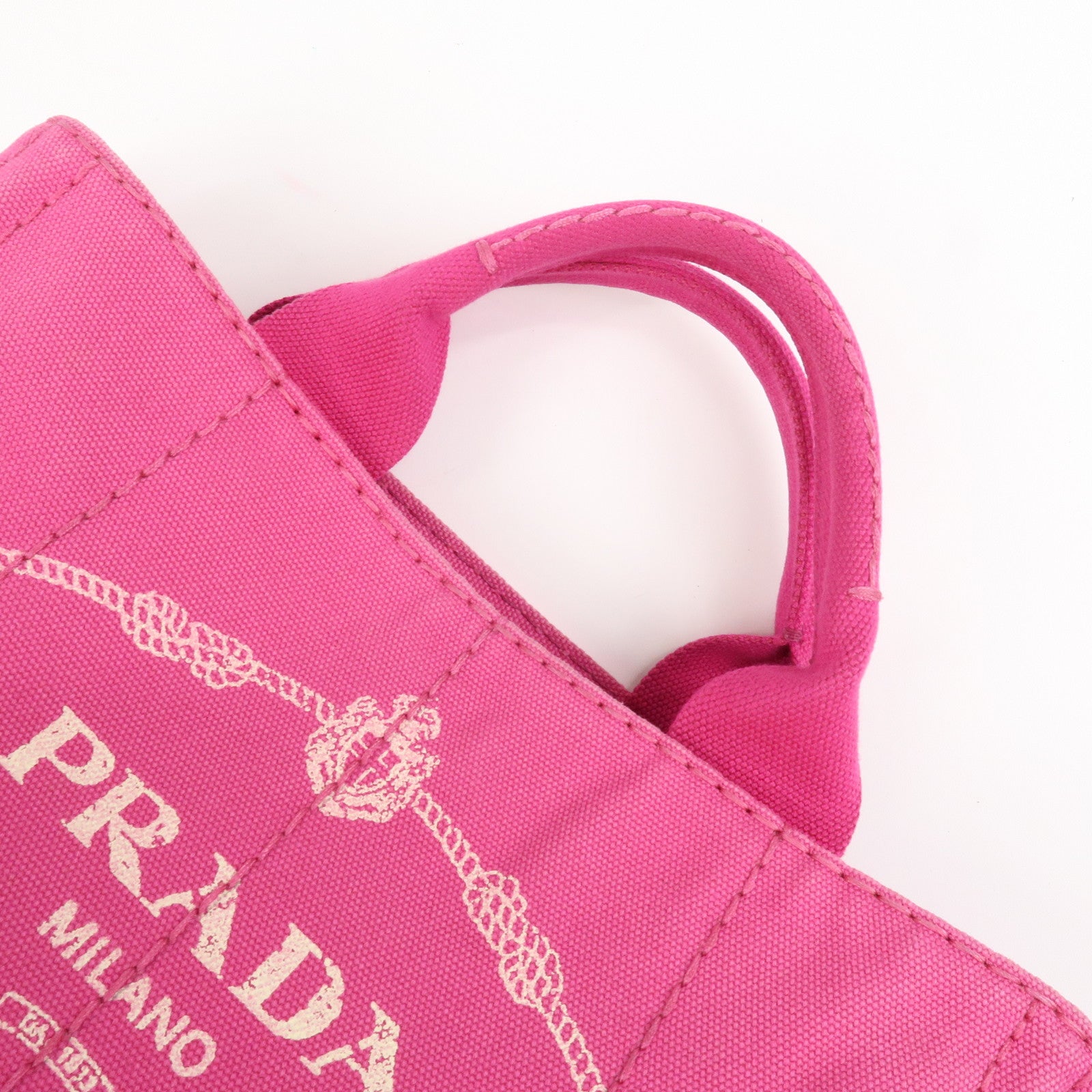 PRADA Logo Canapa Mini Canvas Hand Bag Tote Bag Pink BN2439