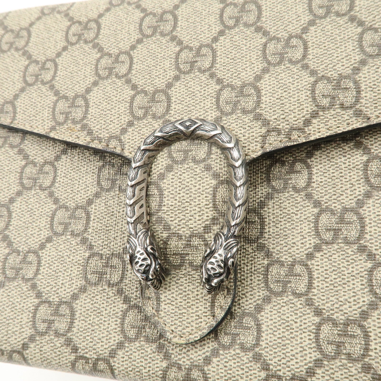 GUCCI Dionysus GG Supreme Chain Shoulder Bag Beige Used