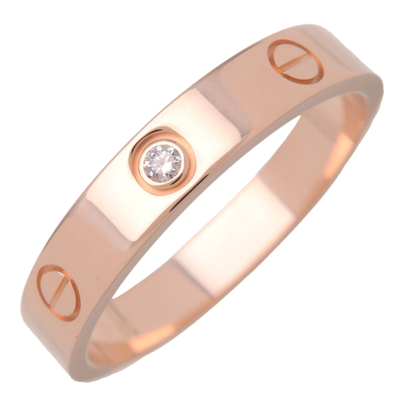 Cartier Mini Love 1P Diamond Ring K18 750PG Rose Gold #61 US9.5