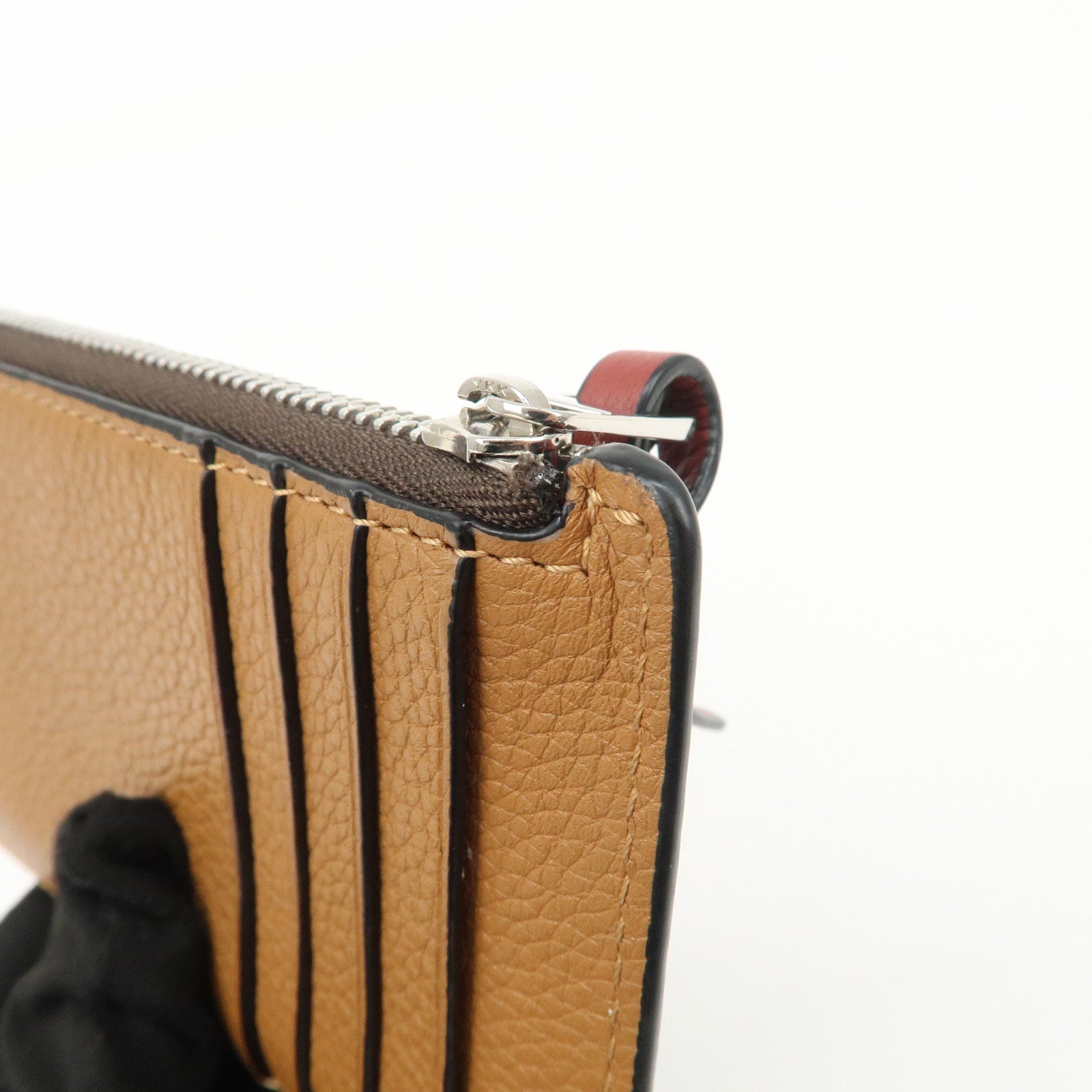 LOEWE Anagram Leather Coin Case Fragment Case Beige Brown