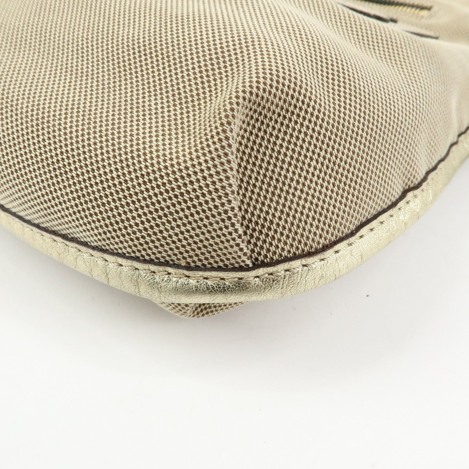 Chloe Harley Canvas Leather Shoulder Bag Crossbody Bag Beige Gold