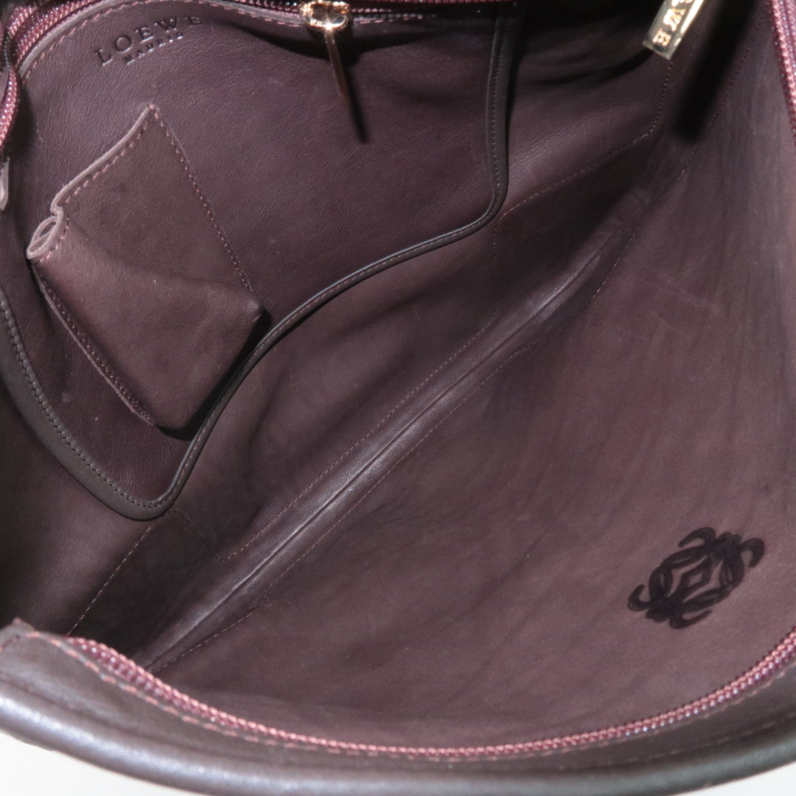 LOEWE Anagram Suede Leather Shoulder Bag Brown Used