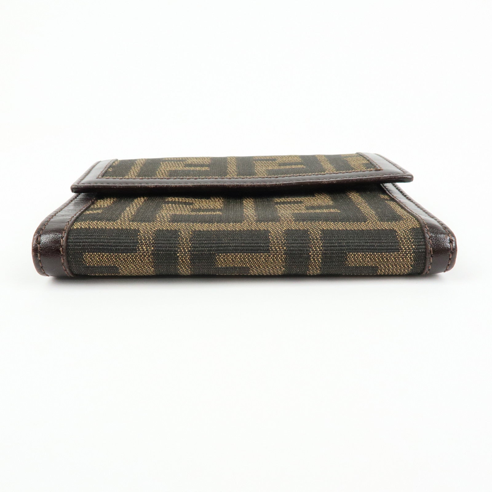 FENDI Zucca Canvas Leather Compact Wallet Brown 2270・30729・008