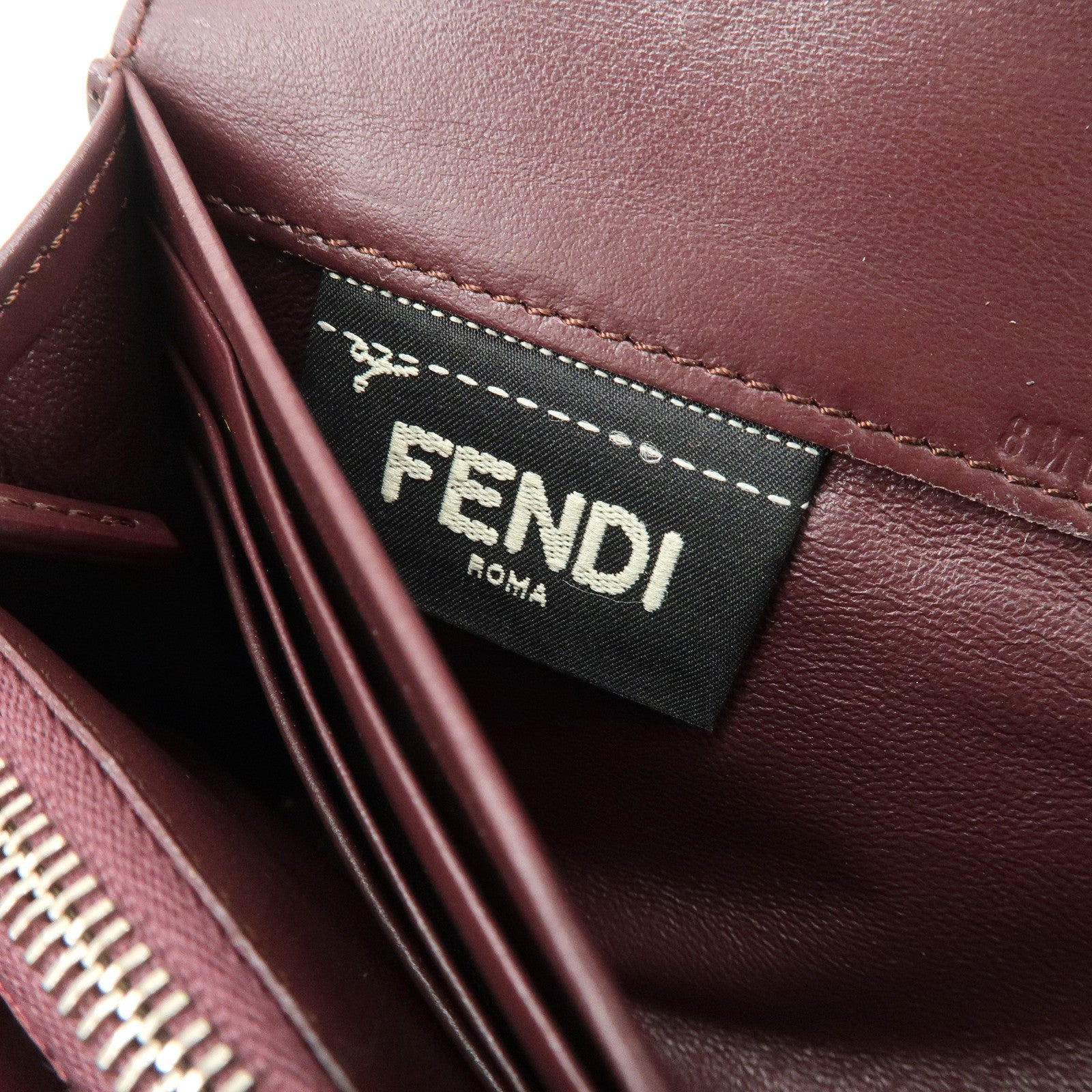 FENDI Peekaboo Leather Bi-fold Continental Wallet Long Wallet 8M0377 Used