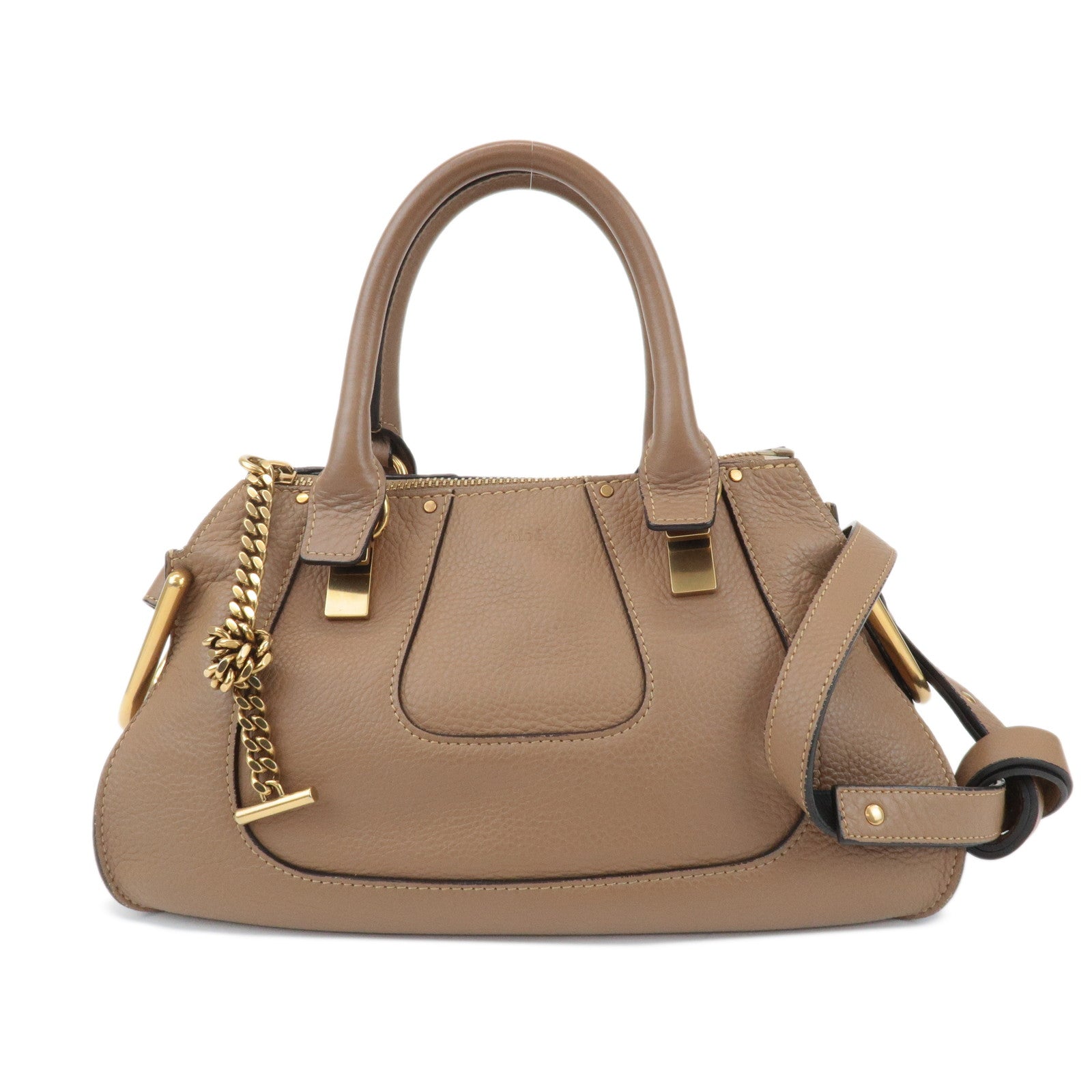 Chloe Hayley Leather 2WAY Bag Hand Bang Shoulder Bag Brown