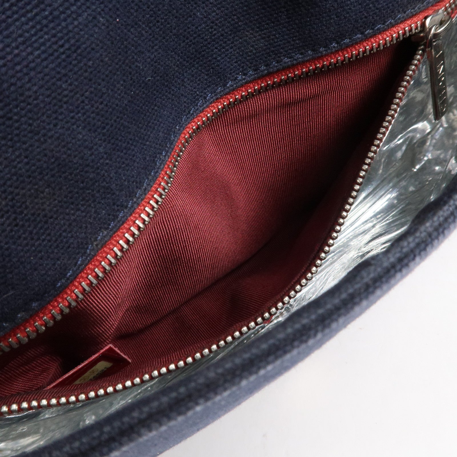 CHANEL No.5 Canvas Leather Chain Shoulder Bag Hand Bag Navy Silver