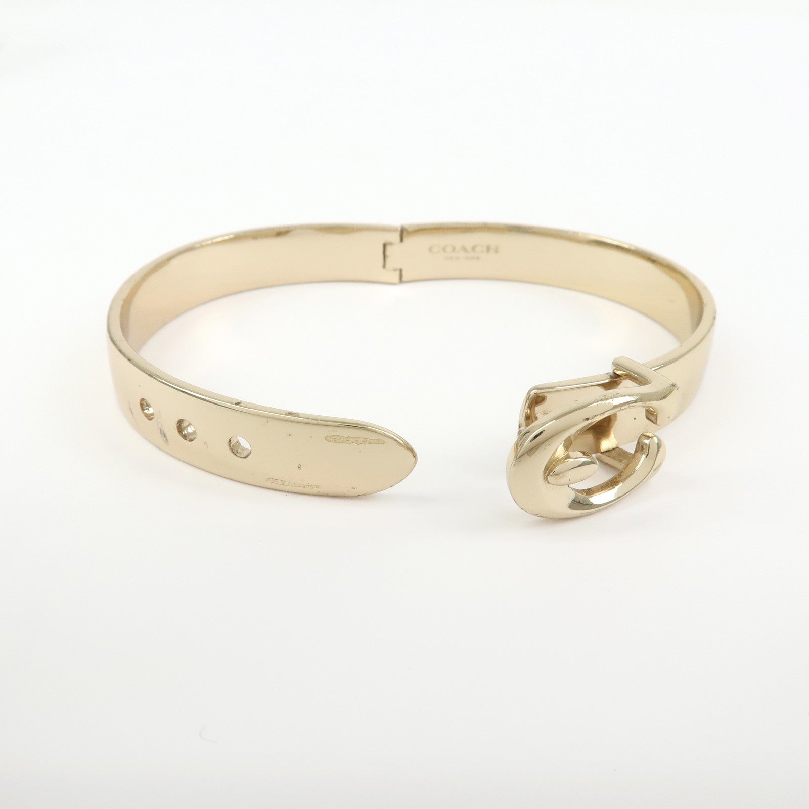 COACH Signature Set of 3 Card Case Charm Bracelet Beige Ivory Gold