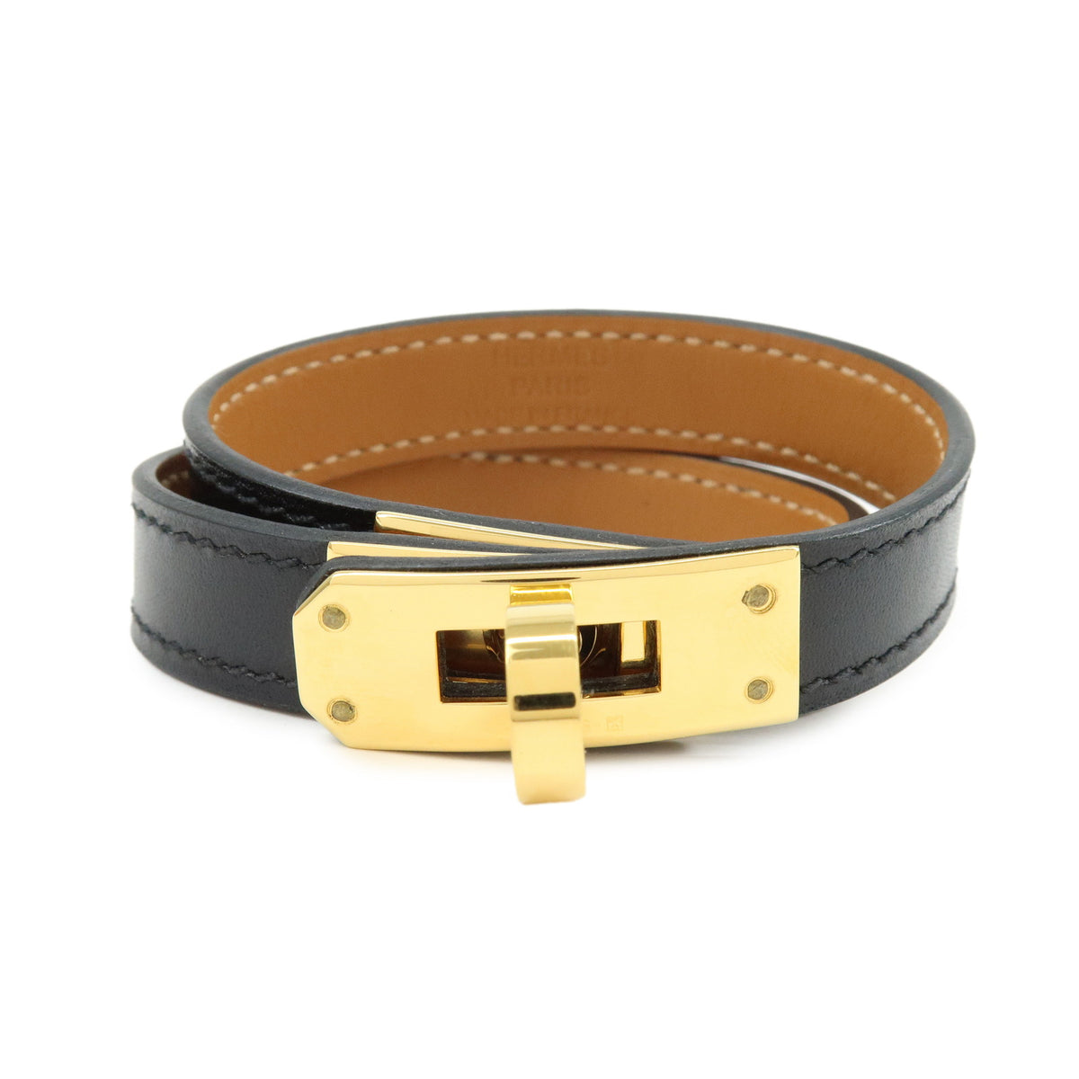 HERMES Vaux Swift Mini Kelly Double Tour Bracelet D Stamped Black