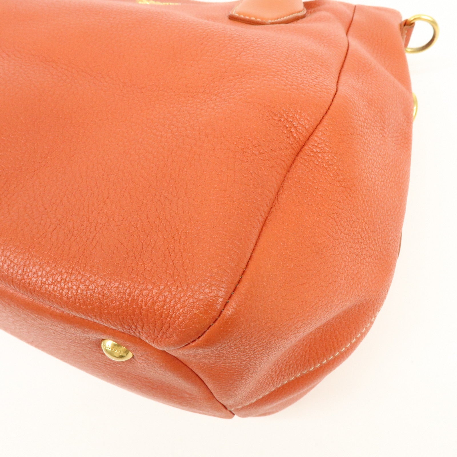 PRADA Logo Leather 2Way Bag Hand Bag Shoulder Bag Orange