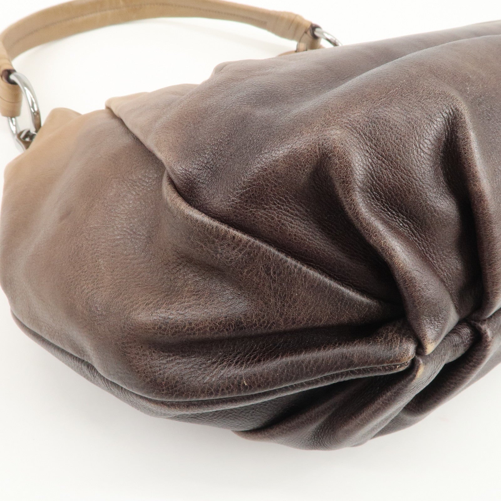 PRADA Leather Gradation Shoulder Bag Brown BR4070