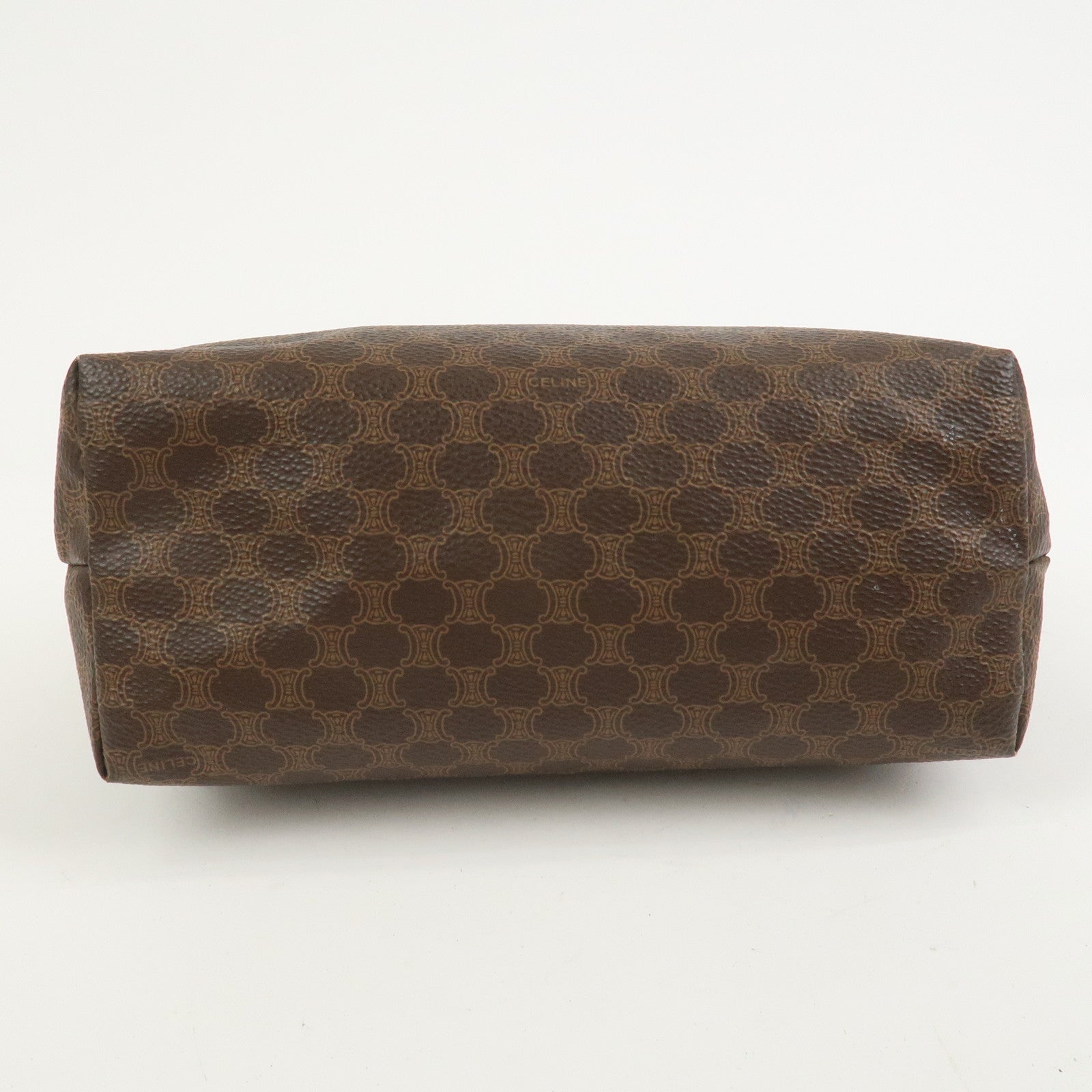 CELINE Macadam PVC Canvas Leather Cosmetic Pouch Brown