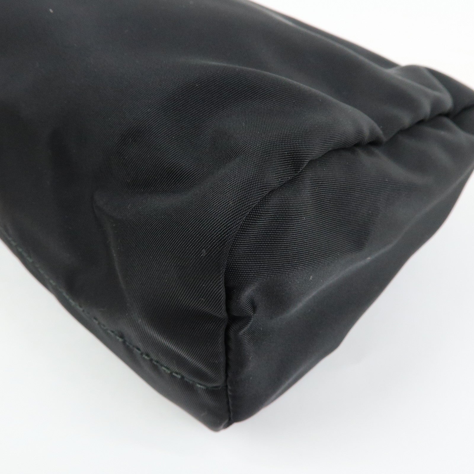PRADA Triangle Logo Nylon Cosmetic Pouch Makeup Bag Black