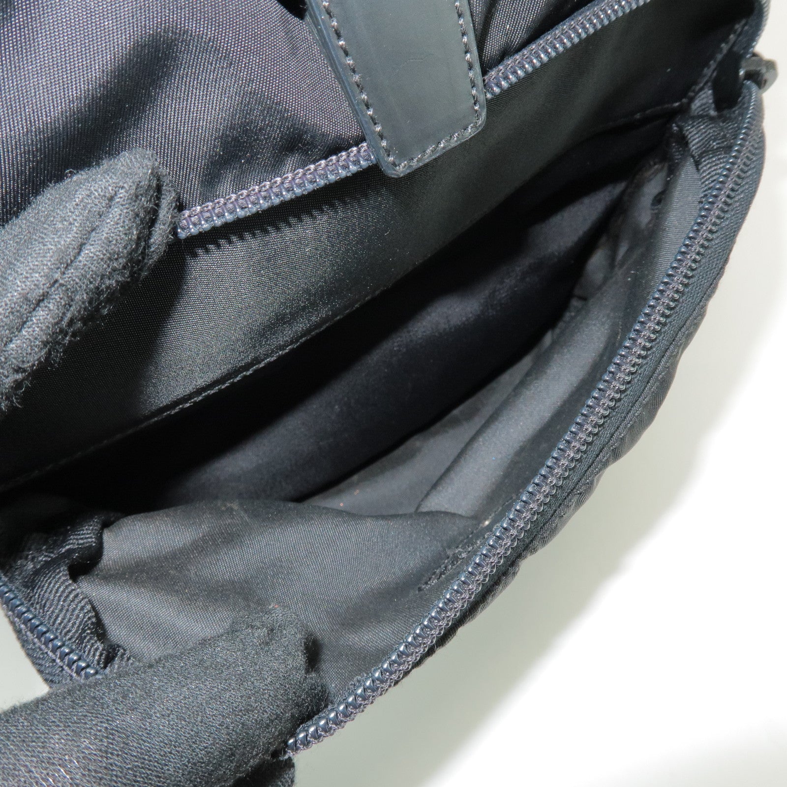 PRADA Triangle Logo Nylon Leather Backpack Rucksack Black B4650F