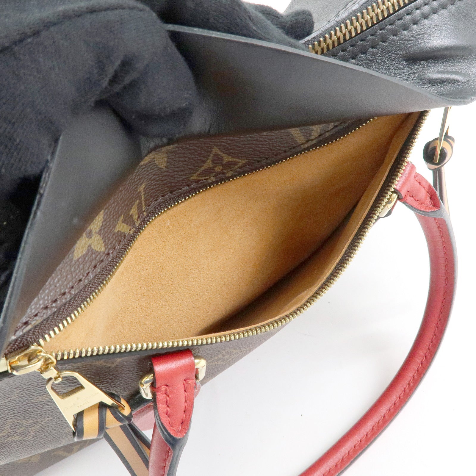 Louis Vuitton Monogram Tuileries Tote 2Way Bag Brown Red M41454