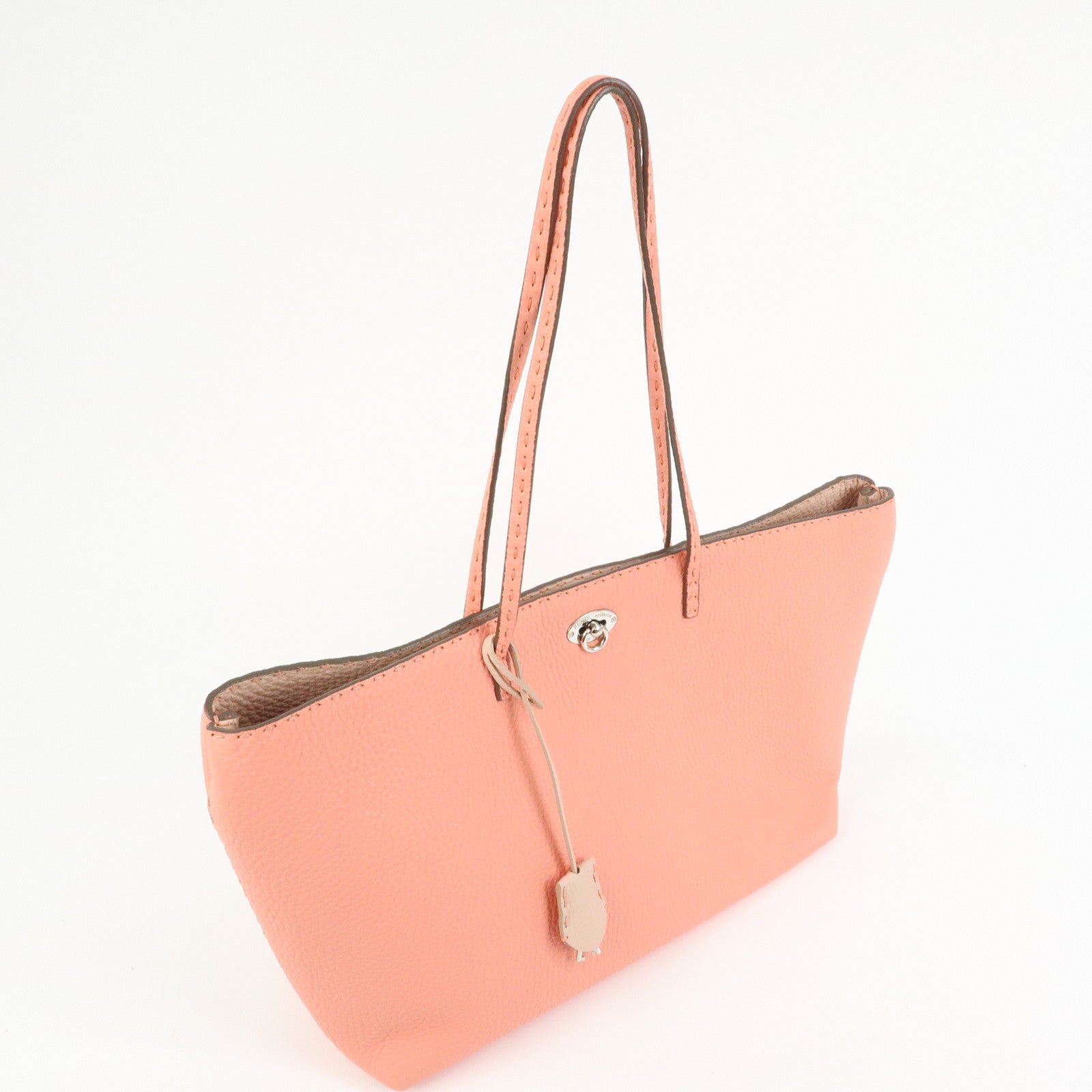 FENDI Selleria Carla Leather Tote Bag Shoulder Bag Pink 8BH257