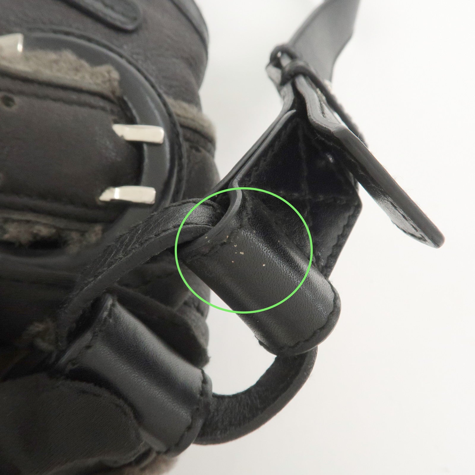 Ferragamo Gancini Mouton Leather Shoulder Bag Hand Bag Black