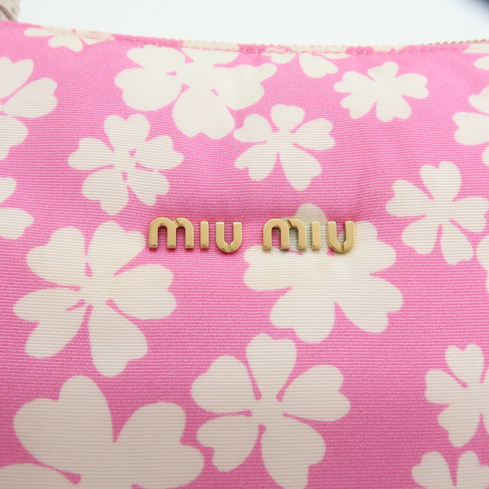 MIU MIU Spirit Canvas Leather Mini Hand Bag Pink White 5NE841