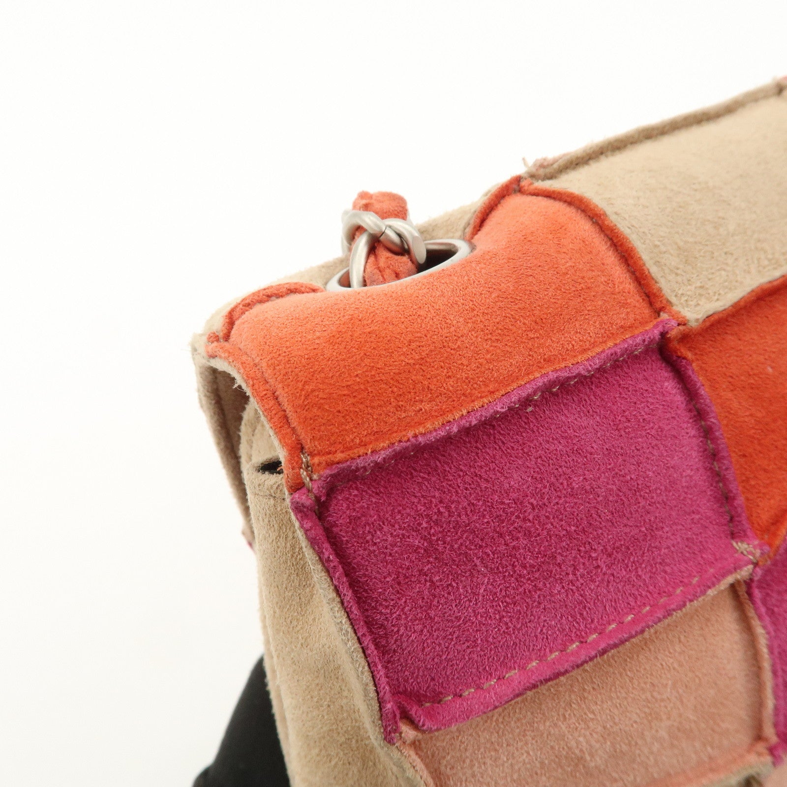CHANEL 2.55 Suede Patchwork Chain Shoulder Bag Multicolor A14528