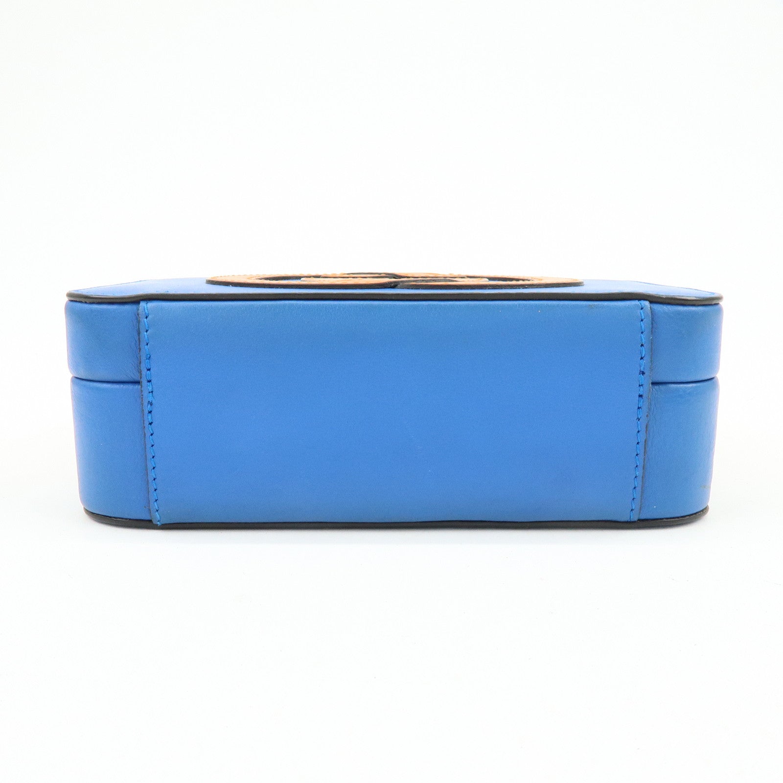 GUCCI Logo Interlocking G Leather Shoulder Bag Blue Orange 658230