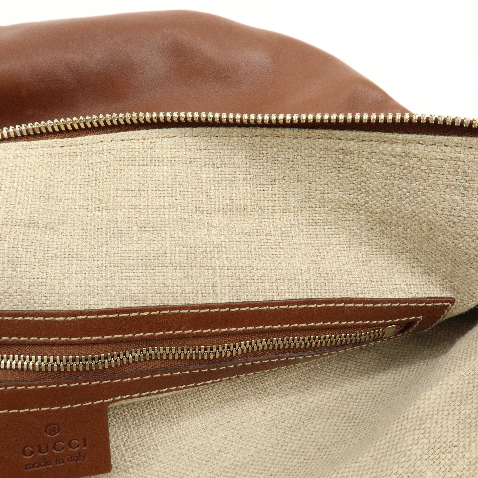 GUCCI Leather Shoulder Bag Brown 154401