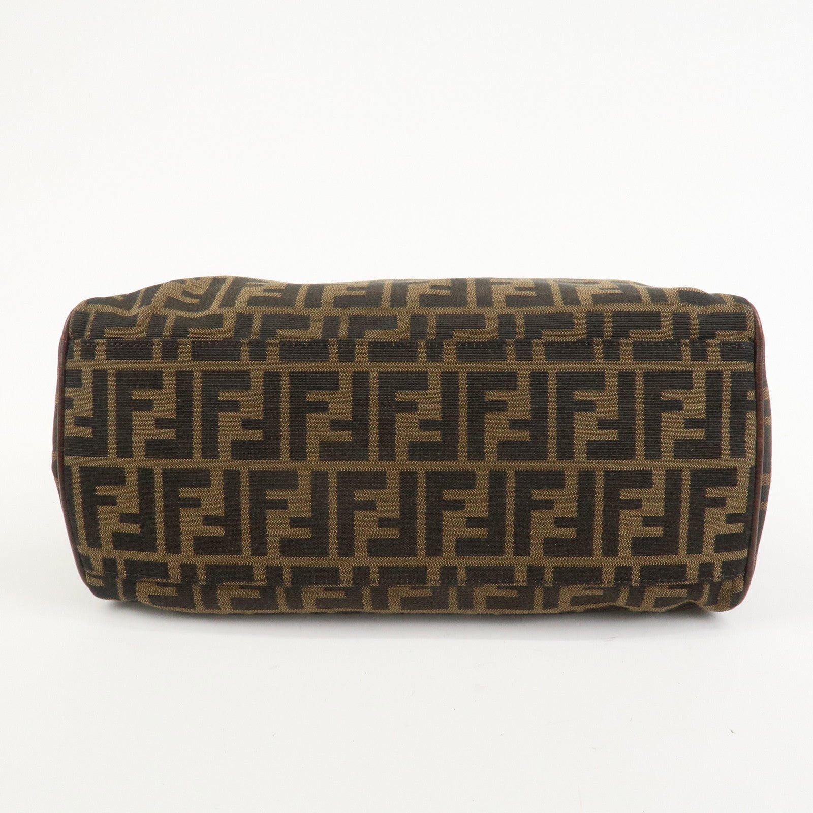 FENDI Etnico Canvas Leather Shoulder Bag Brown Black 8BN157