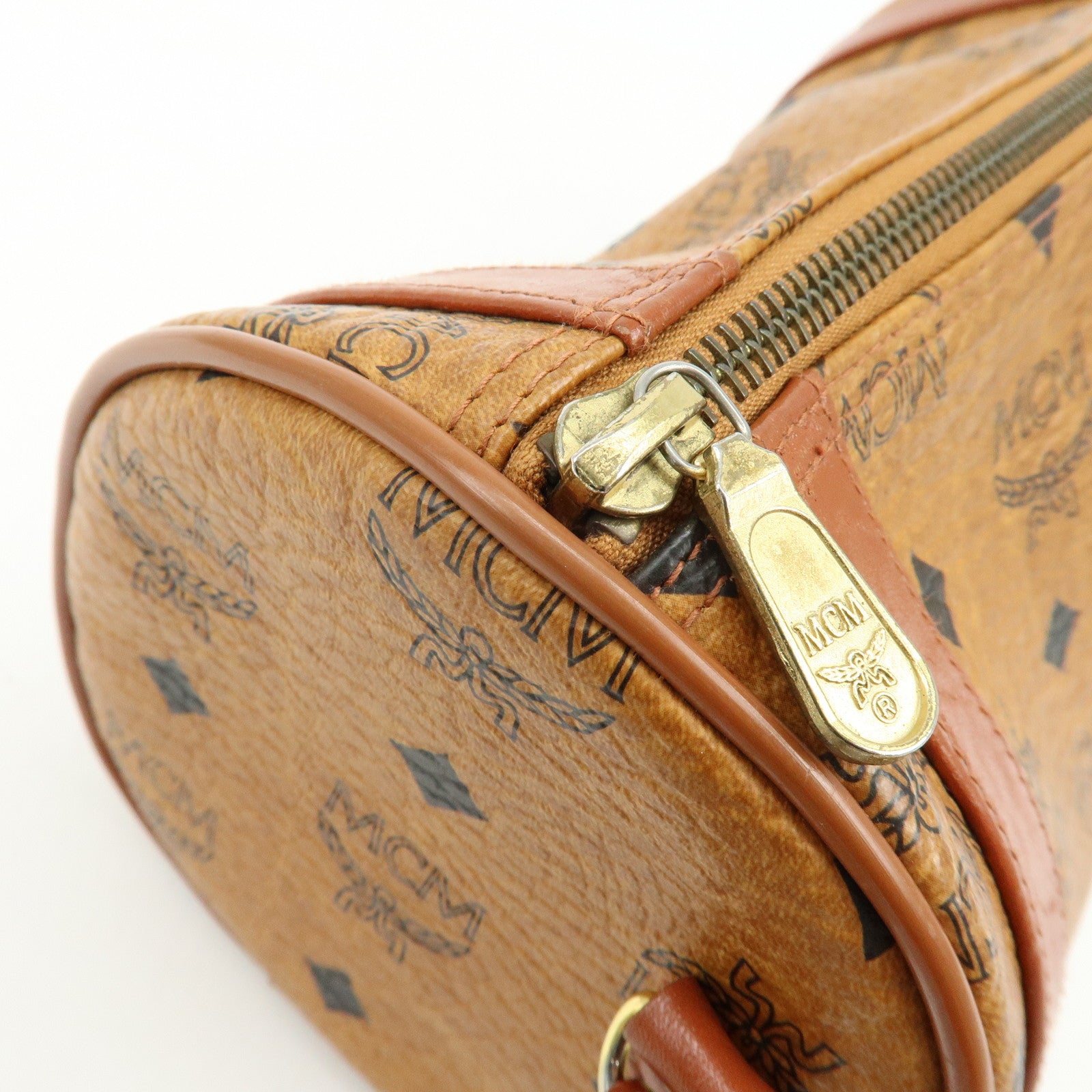 MCM Visetos Logogram Leather Shoulder Bag Crossbody Bag Brown