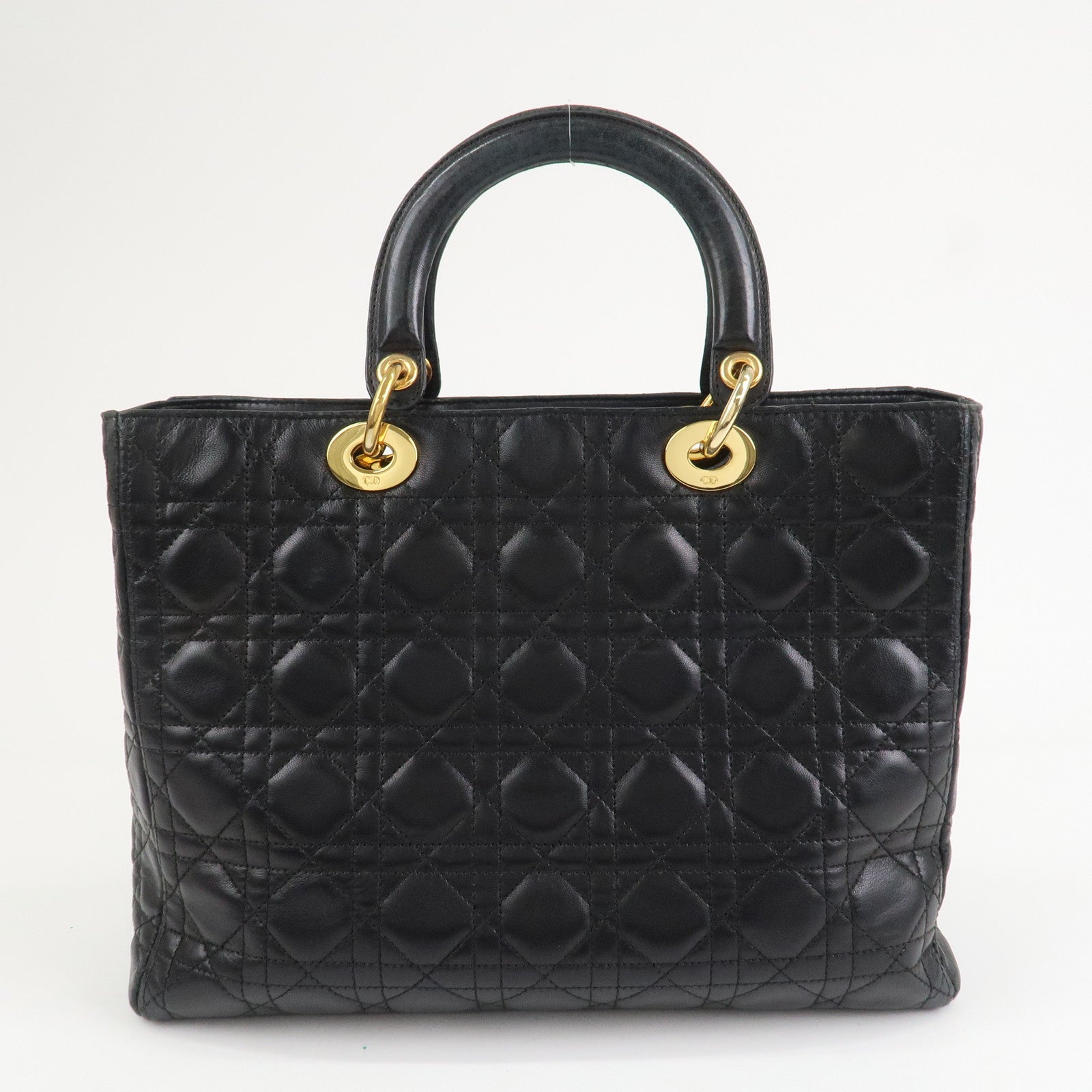 Christian Dior Cannage Lady Dior Leather Large 2Way Bag Black