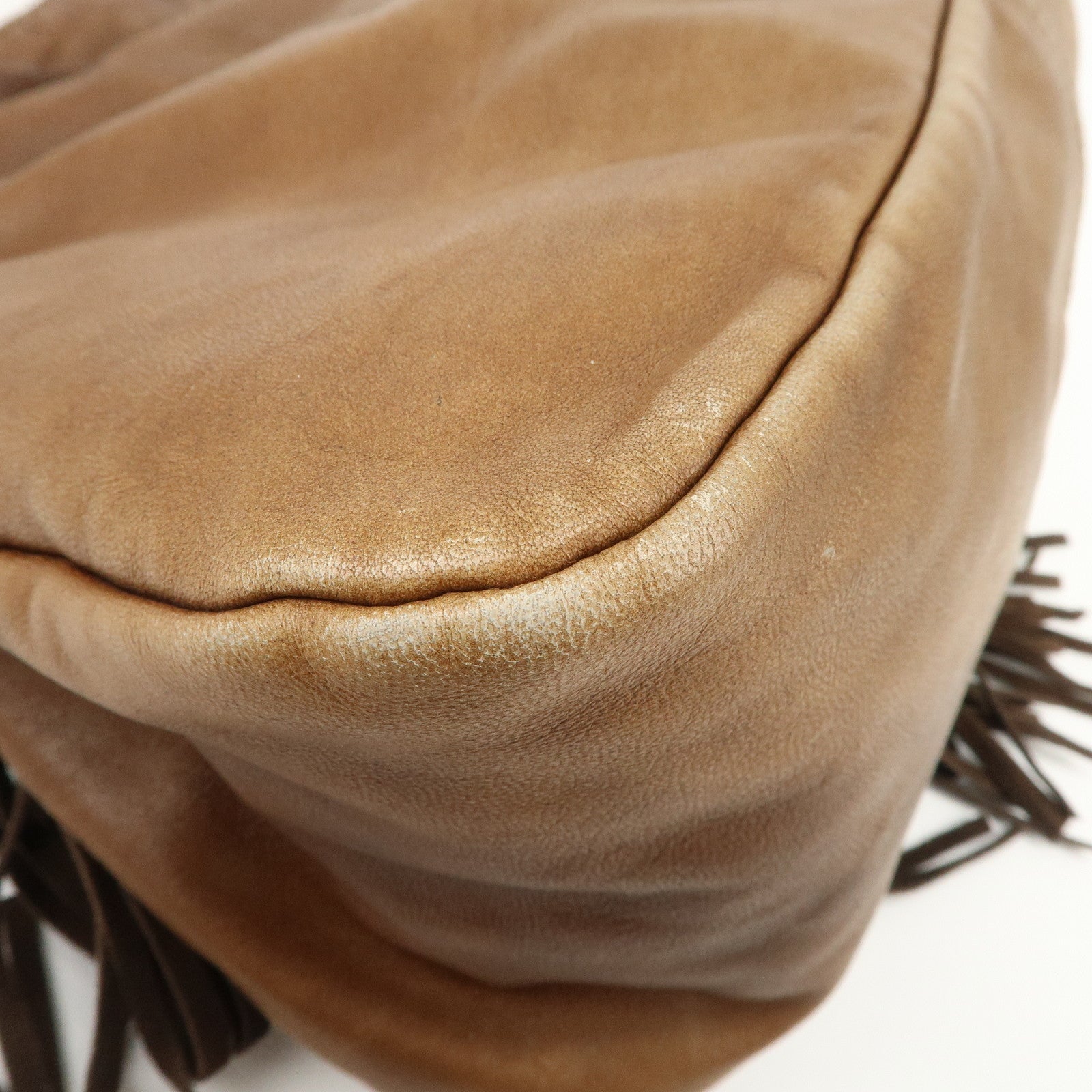 JIMMY CHOO Leather Suede Chain Shoulder Bag Hand Bag Brown