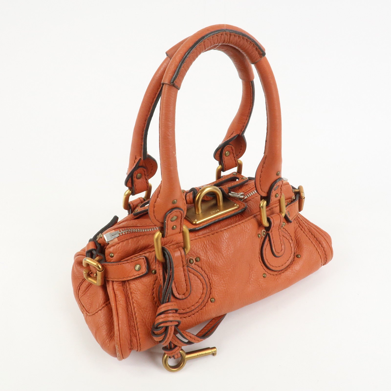 Chloe Paddington Leather Hand Bag Shoulder Bag Orange