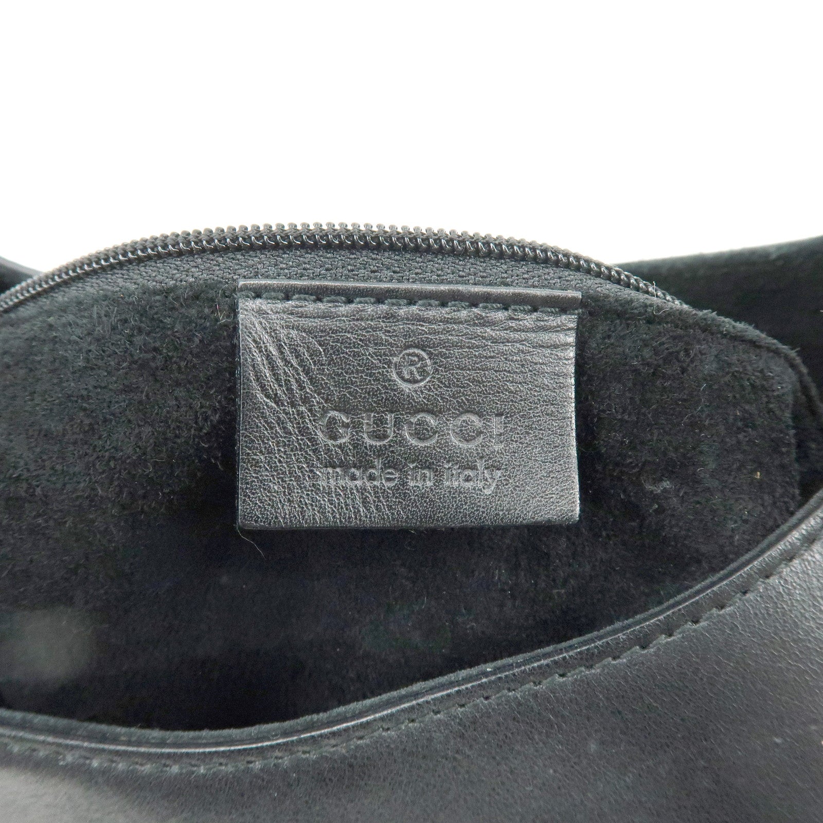 GUCCI Logo Leather Shoulder Bag Hand Bag Black 001・3767