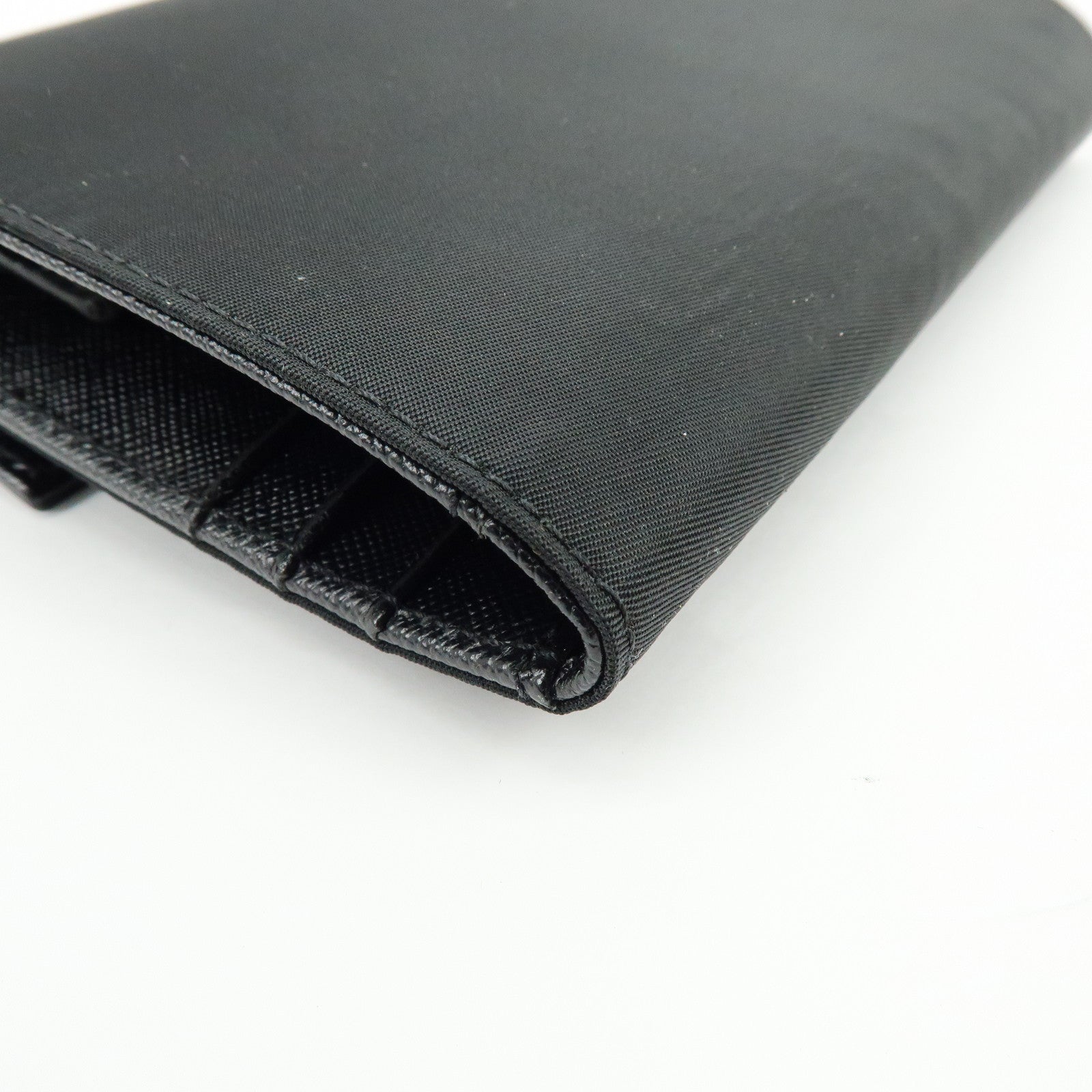 PRADA Triangle Logo Nylon Saffiano Leather Tri-fold Wallet M510