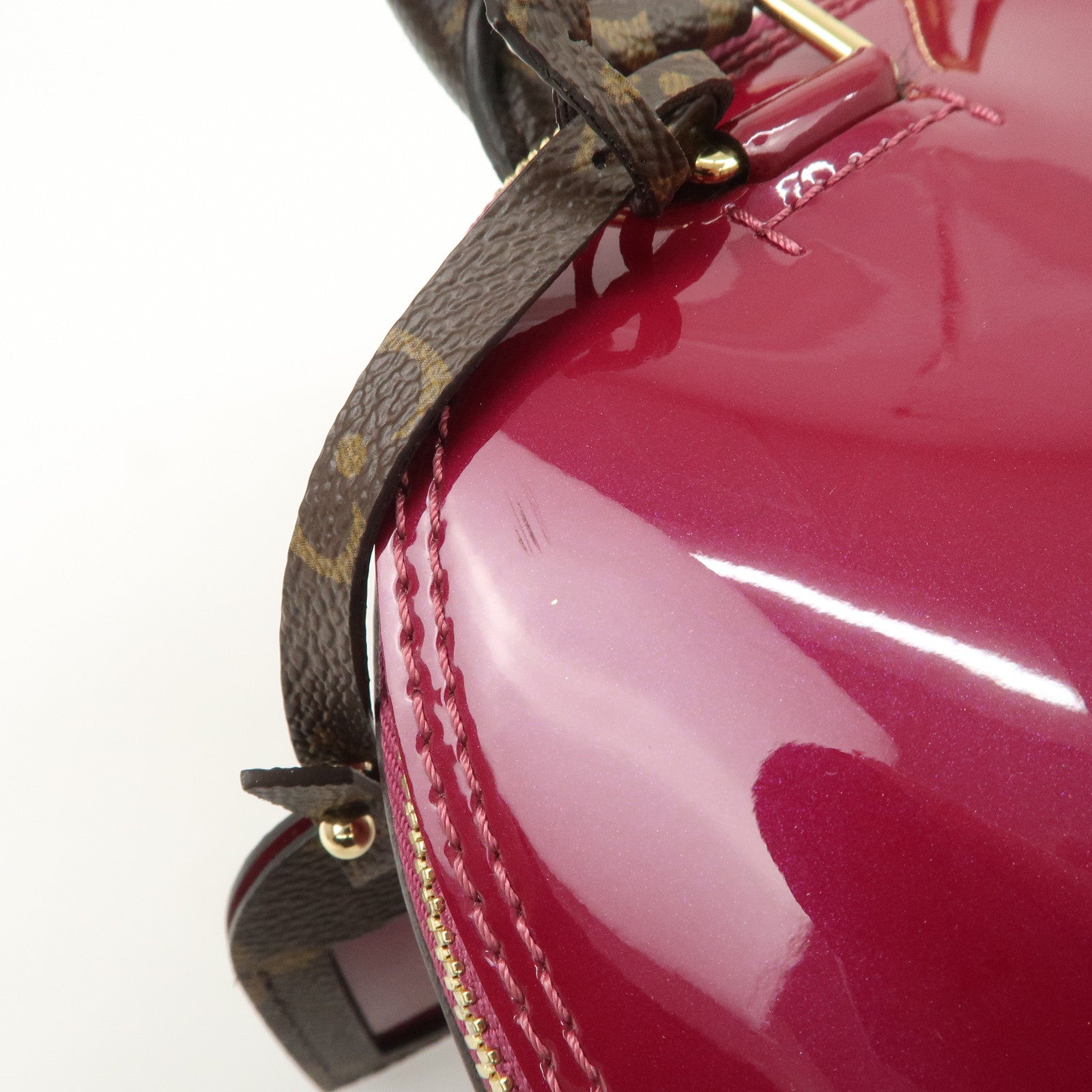 Louis Vuitton Monogram Vernis Alma BB 2Way Hand Bag Magenta M54785 Used