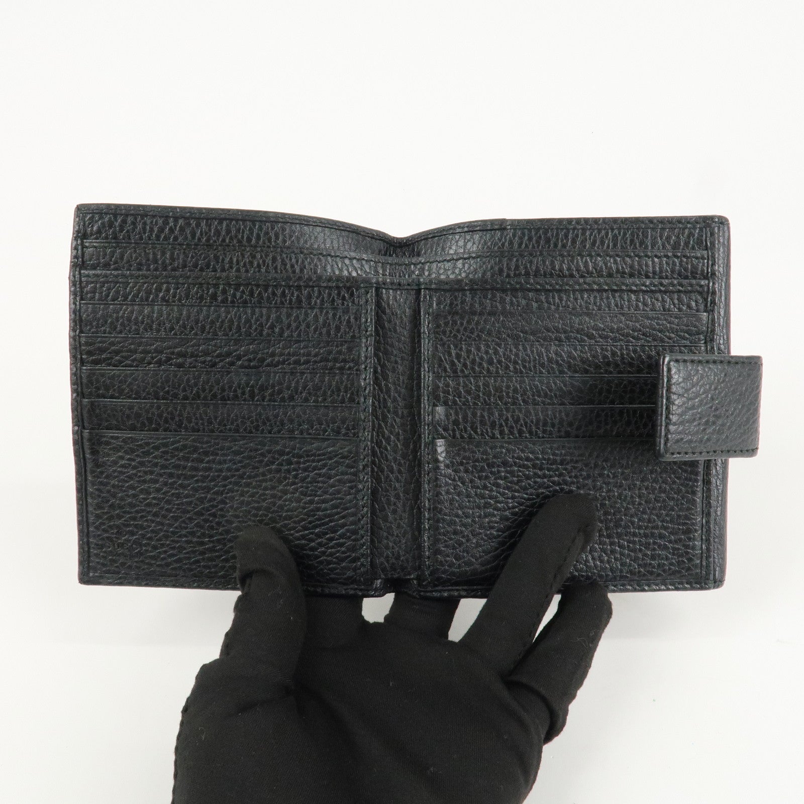 GUCCI GG Marmont Leather Double Hook Wallet Black 456122 Used