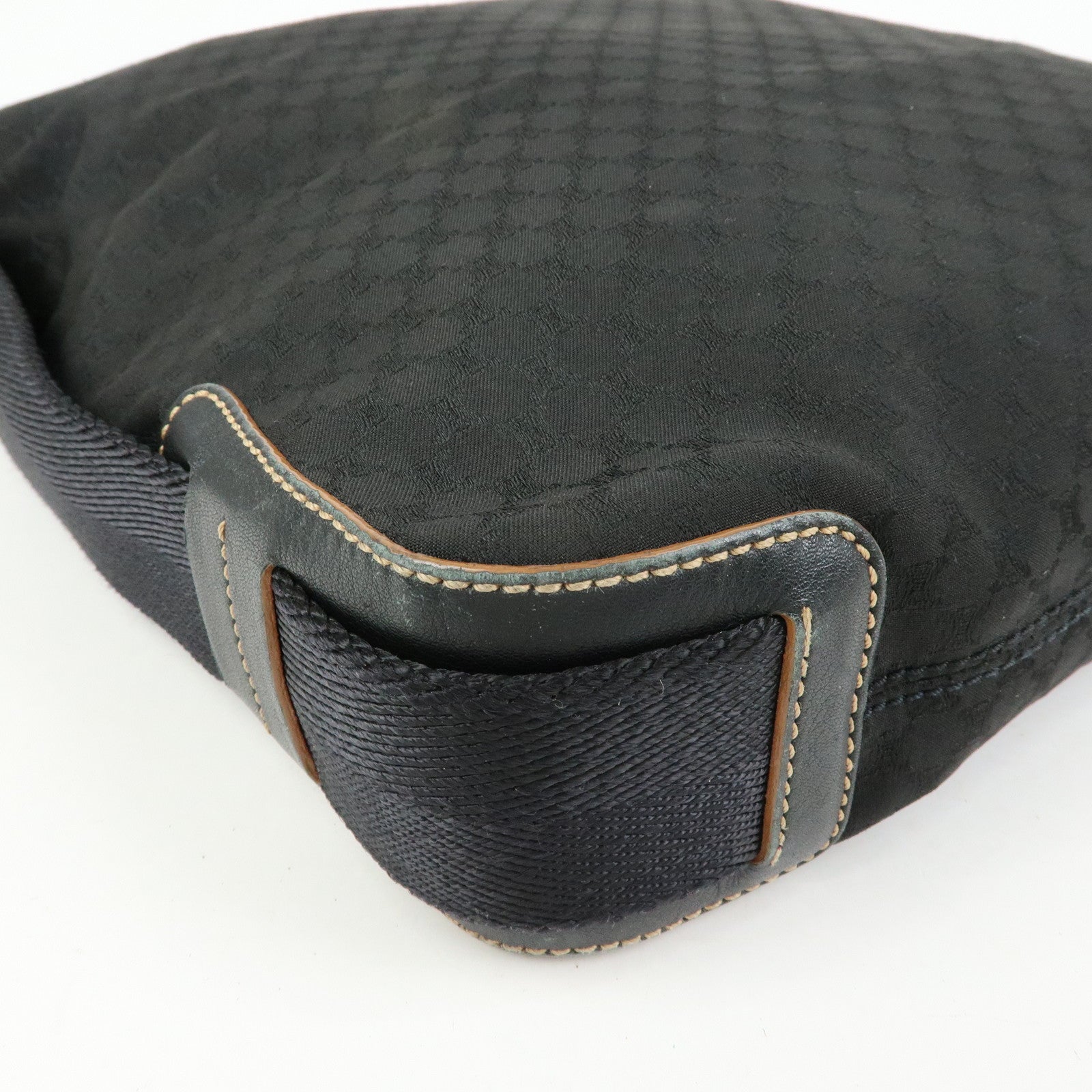 CELINE Macadam Canvas Leather Shoulder Bag Crossbody Bag Black