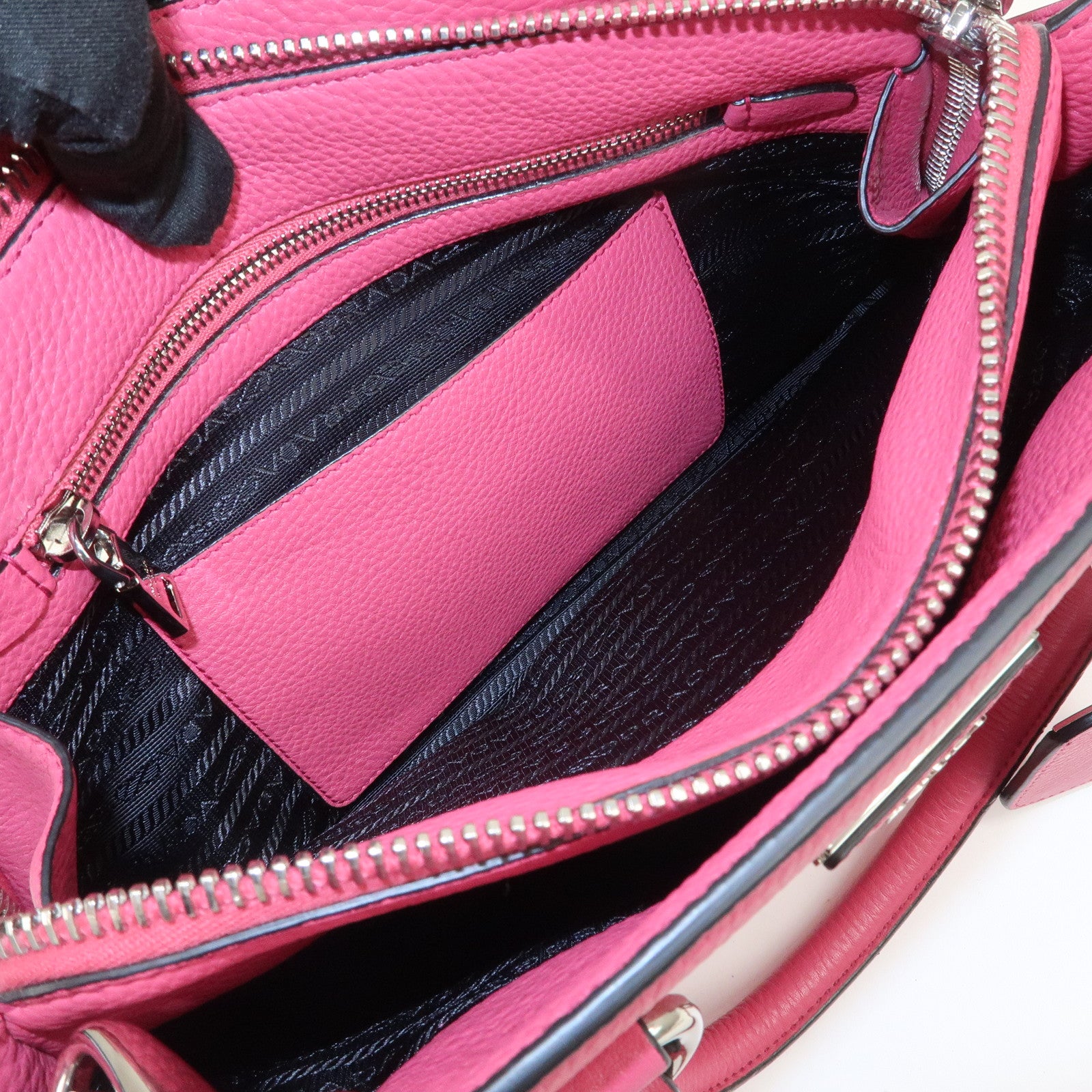 PRADA Triange Logo Leather 2Way Hand Bag Shouldr Bag Pink BN2853