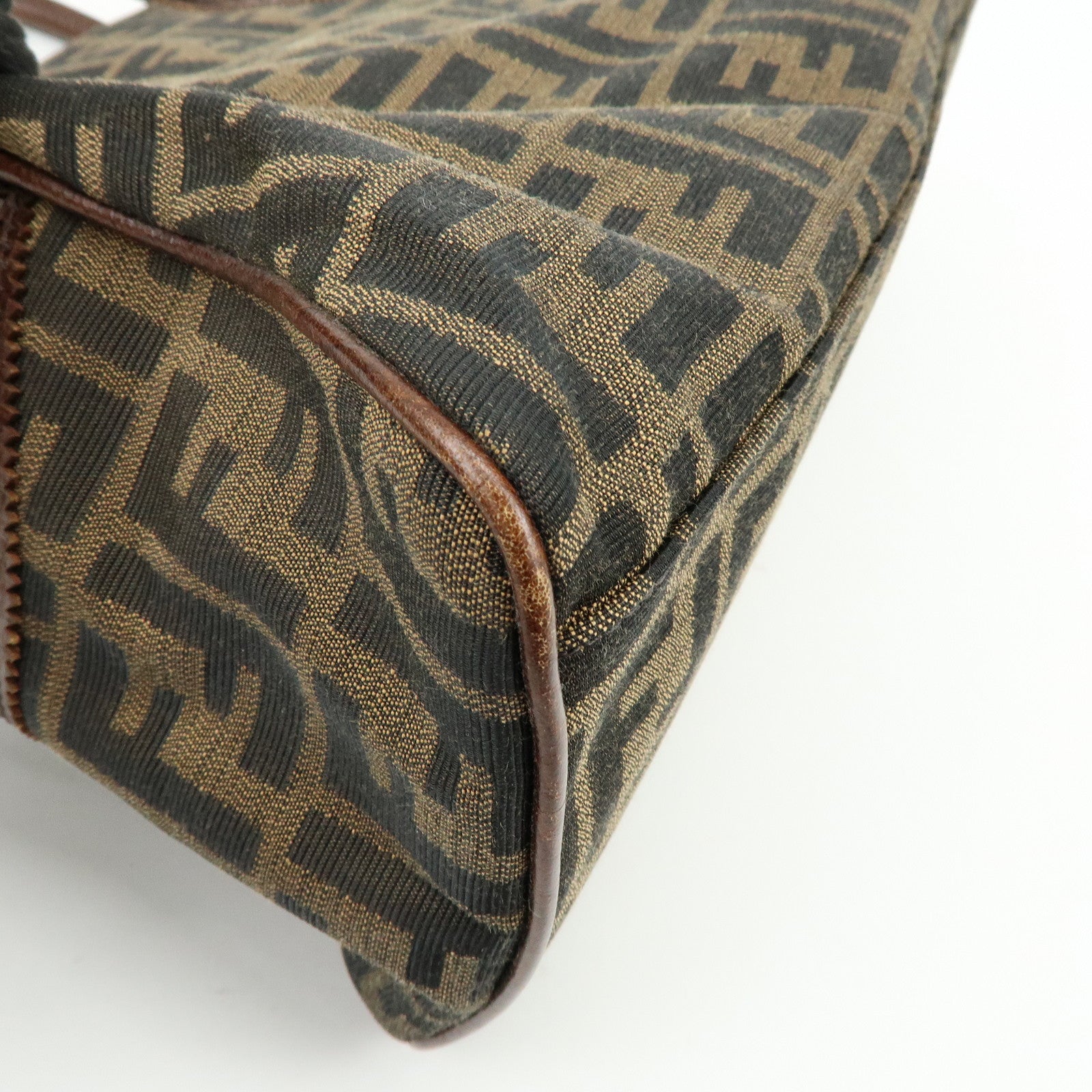 FENDI Zucca Ethnico Canvas Leather Tote Bag Shoulder Bag 8BN162