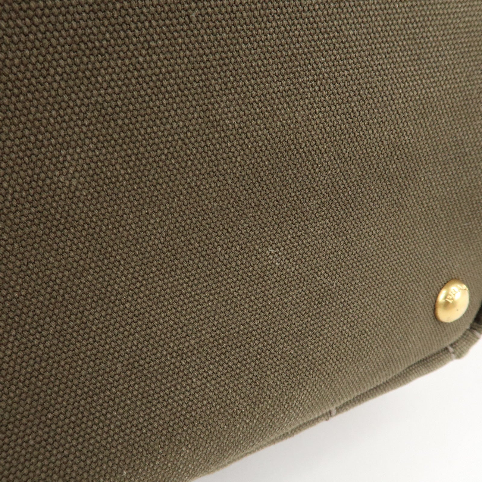 PRADA Logo Canapa Mini Canvas Tote Bag Hand Bag Khaki BN2439