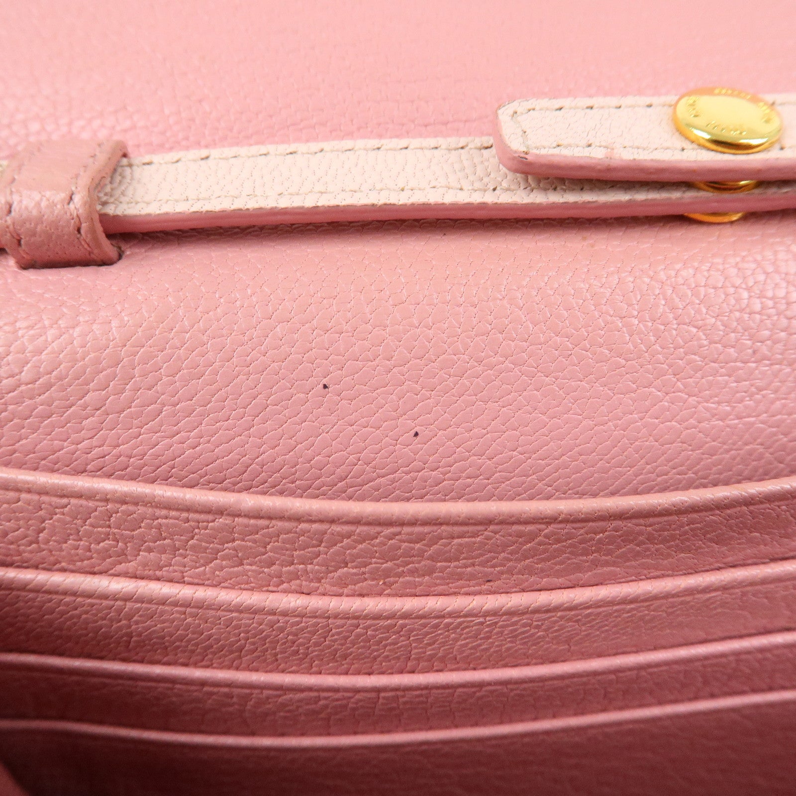MIU MIU Madras Leather Chain Shoulder Wallet Bag Pink 5M1290