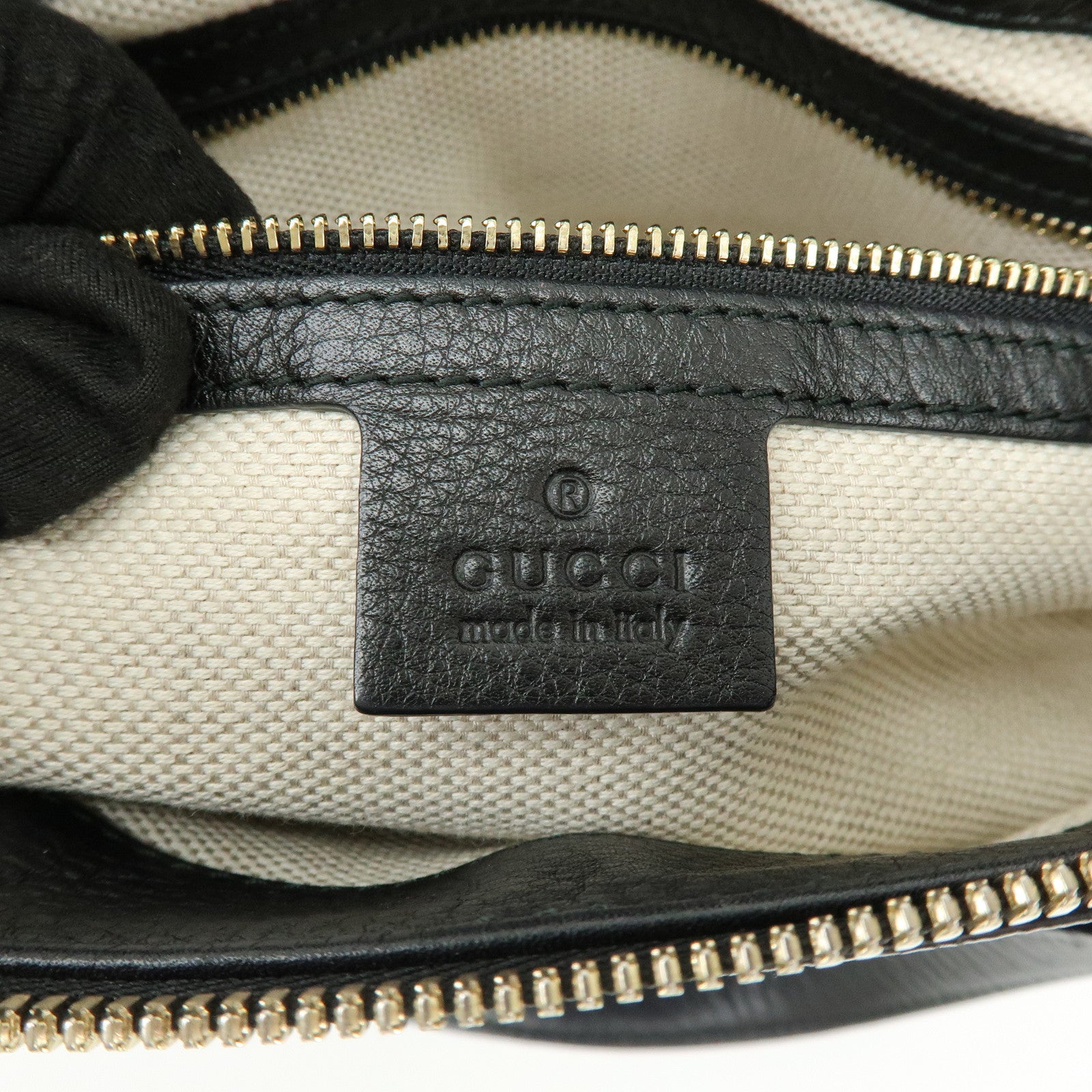GUCCI SOHO Interlocking G Leather Tote Bag Hand Bag Black 308362