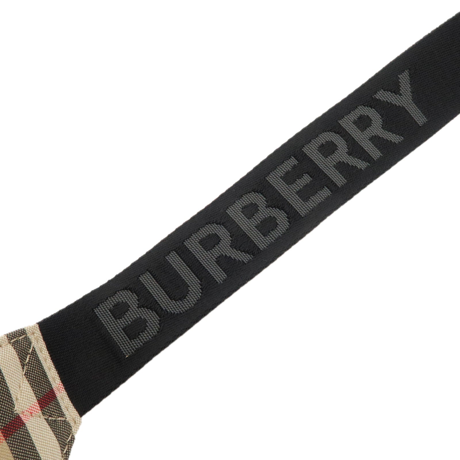 BURBERRY Leather Canvas Waist Bag Nova Plaid Beige Black Used