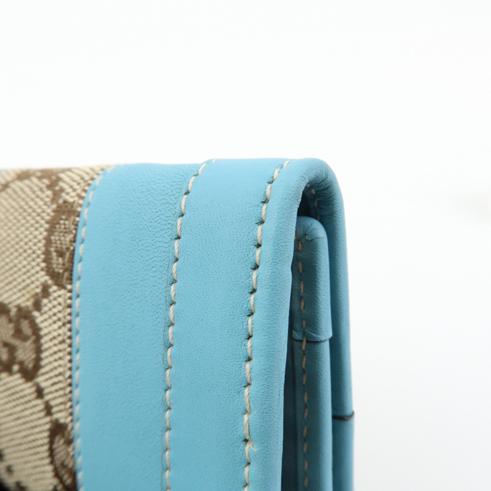 GUCCI GG Canvas Leather 6 Ring Key Case Light Blue Beige 120930
