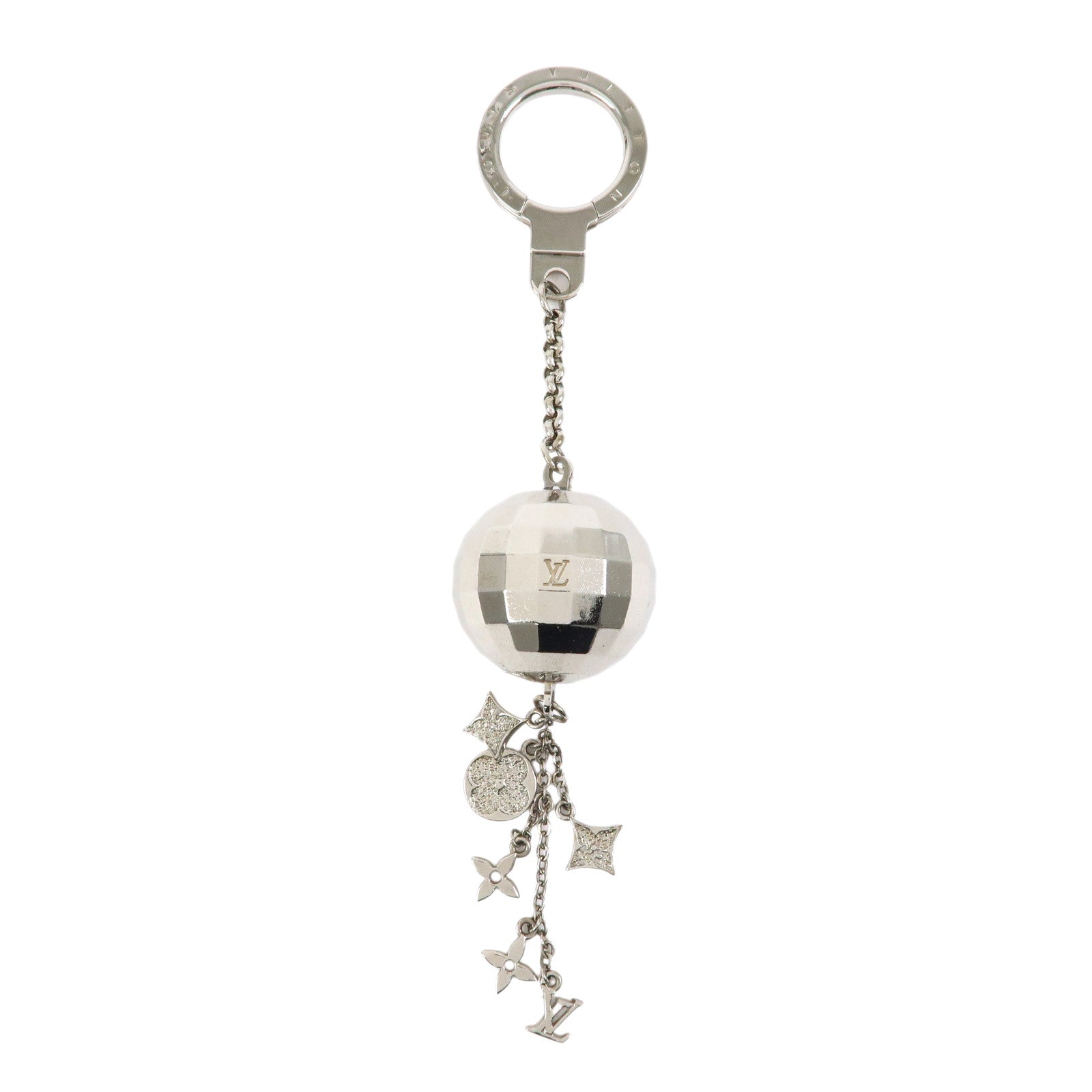 Louis Vuitton Porte Cles Glitter Bag Charm Key Chain Silver M65378