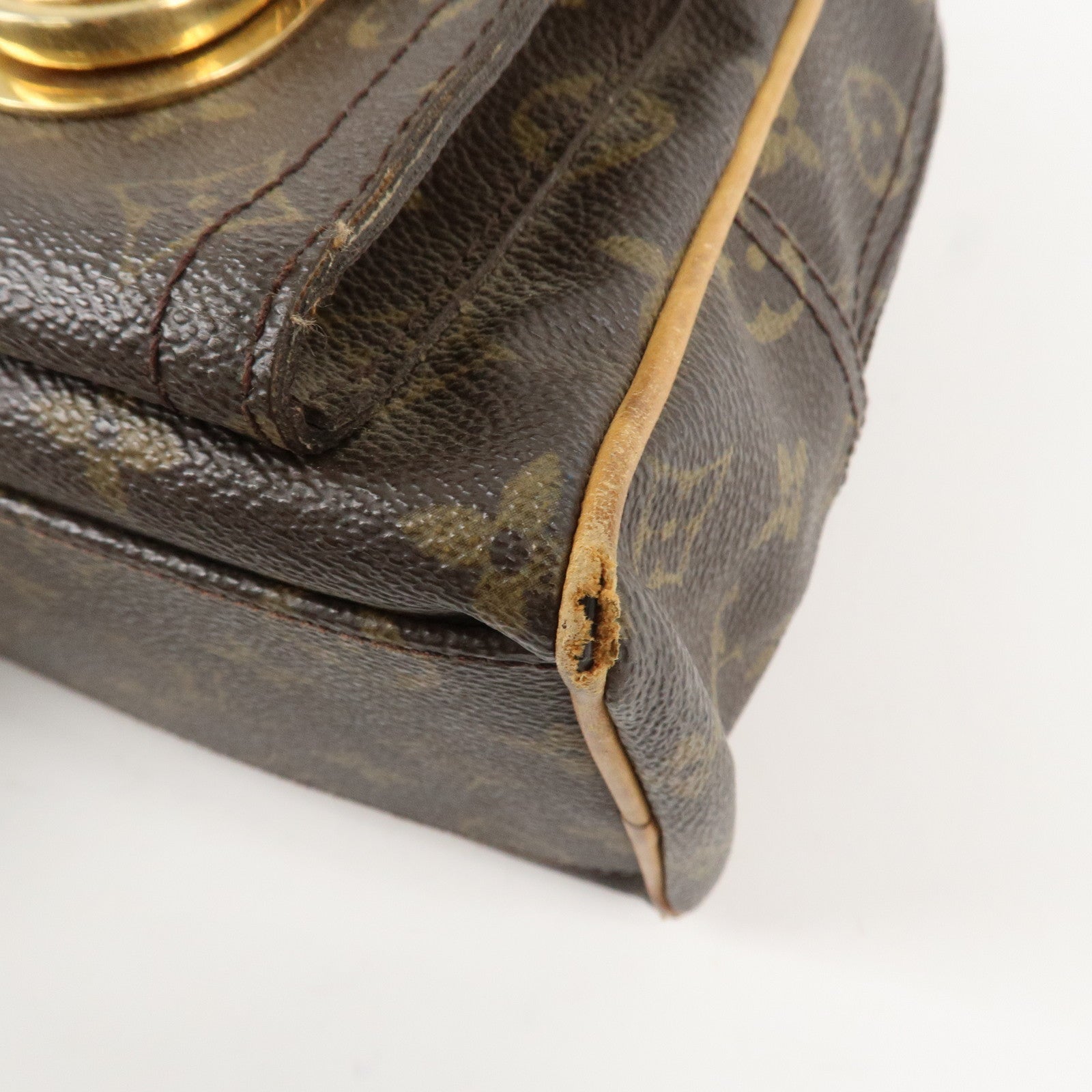 Louis Vuitton Monogram Manhattan PM Hand Bag Brown Gold HDW M40026 Used