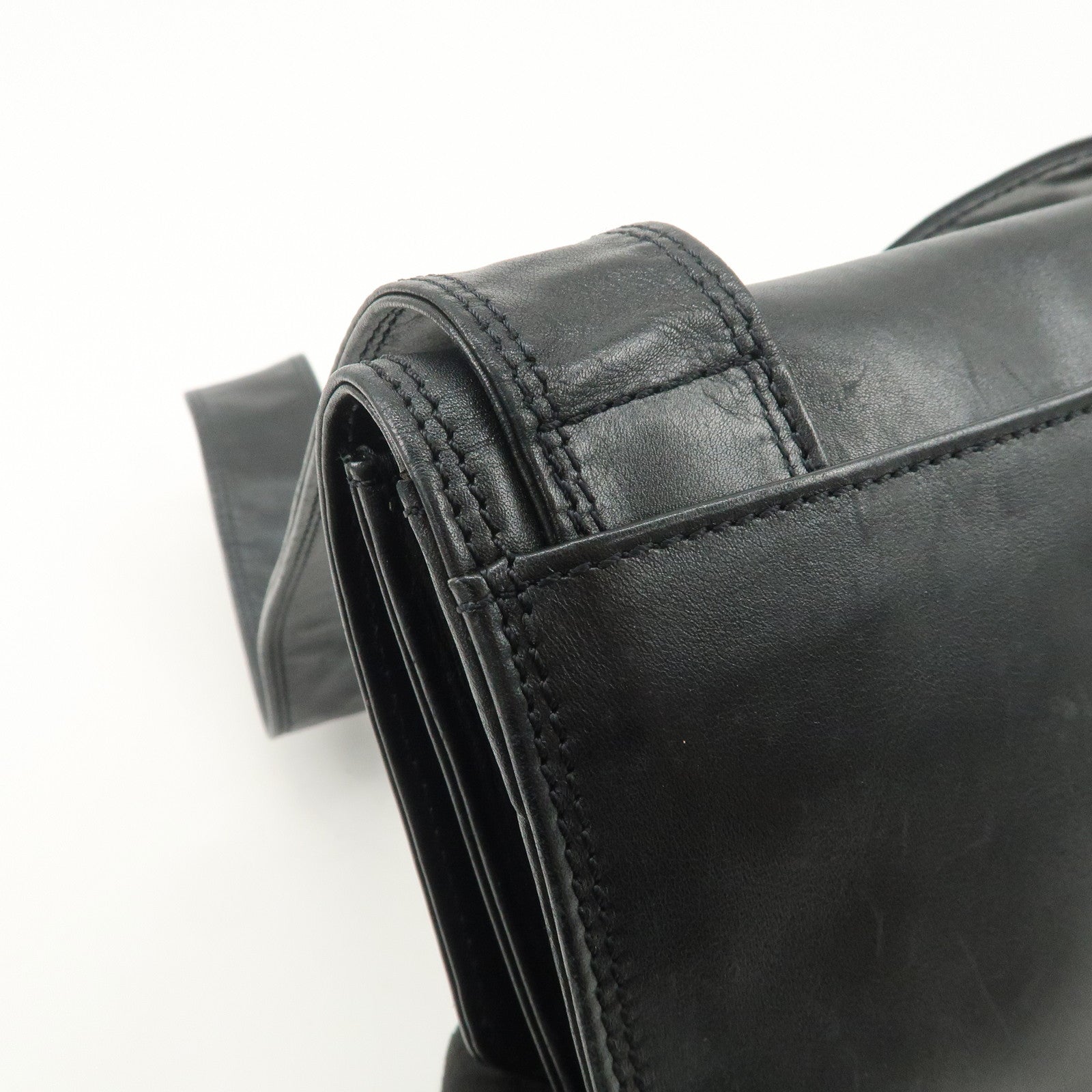 CHANEL Leather Shoulder Bag Crossbody Bag Black