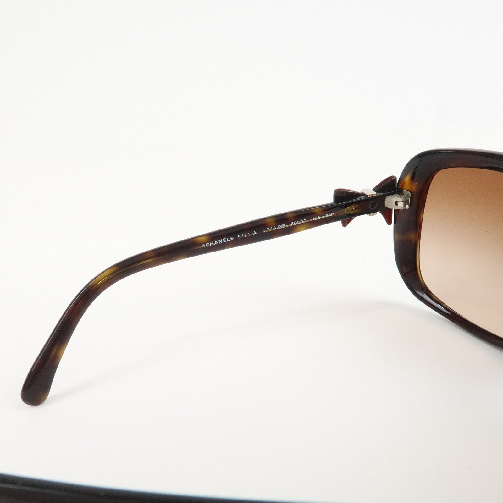 CHANEL CC Bow Sunglasses Tortoiseshell 5171-A c.714/3B 60□17